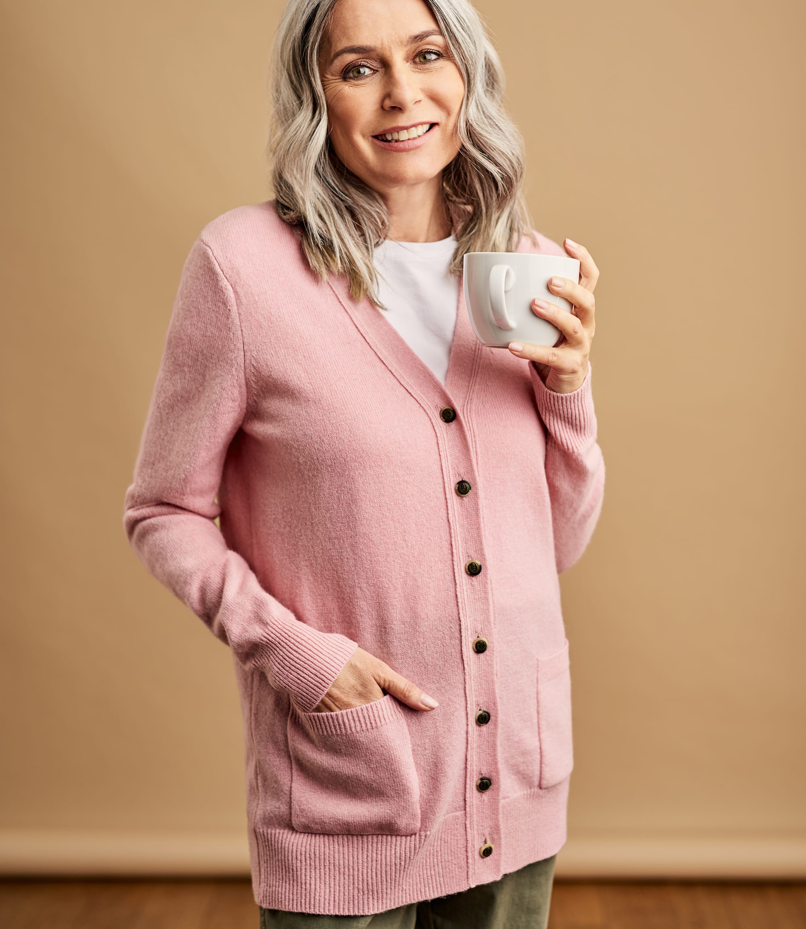 Rosebud Pure Lambswool | Lambswool Knitted V Neck Cardigan