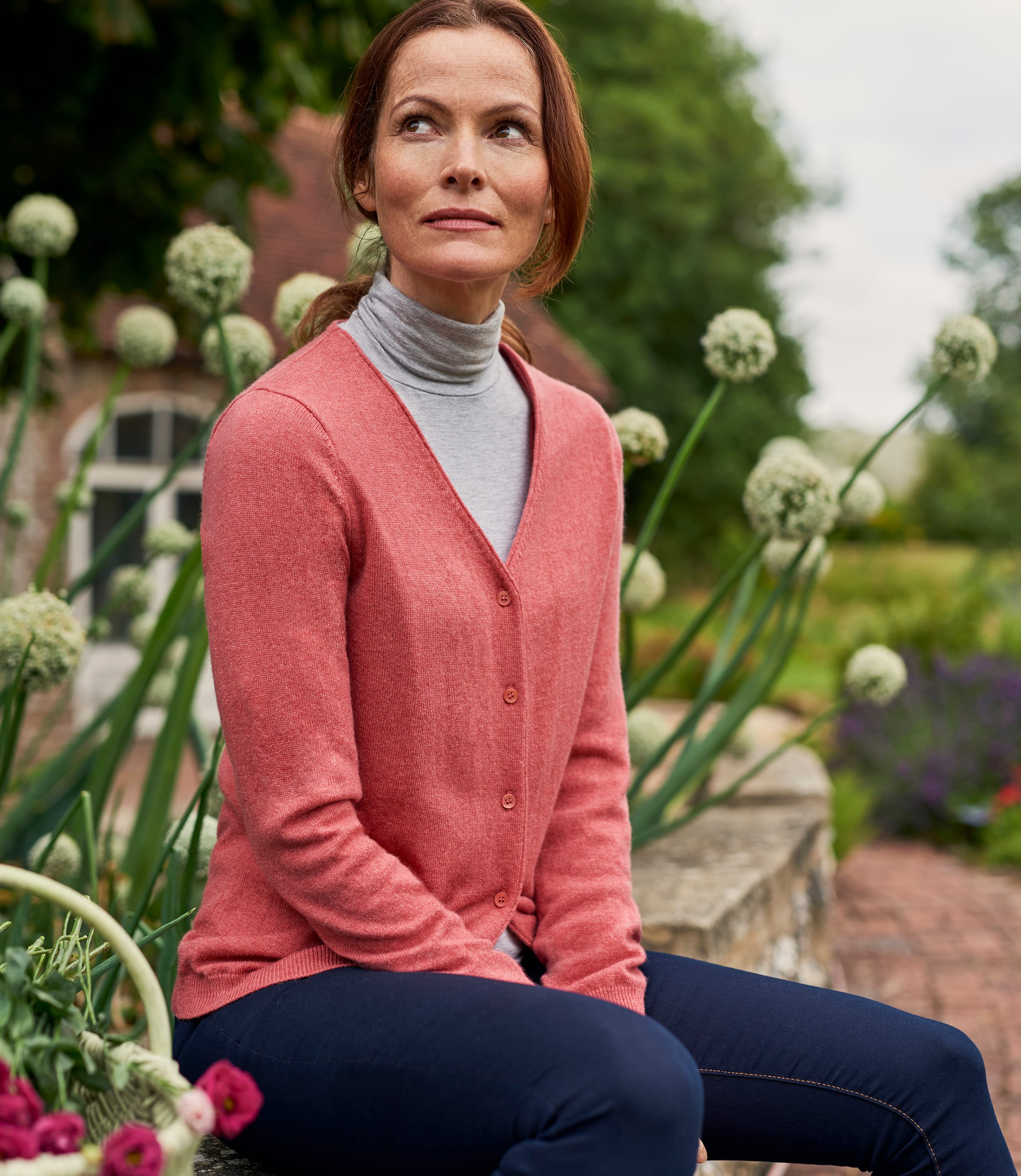 Raspberry Rose | Cashmere Merino Classic V Neck Cardigan | WoolOvers UK