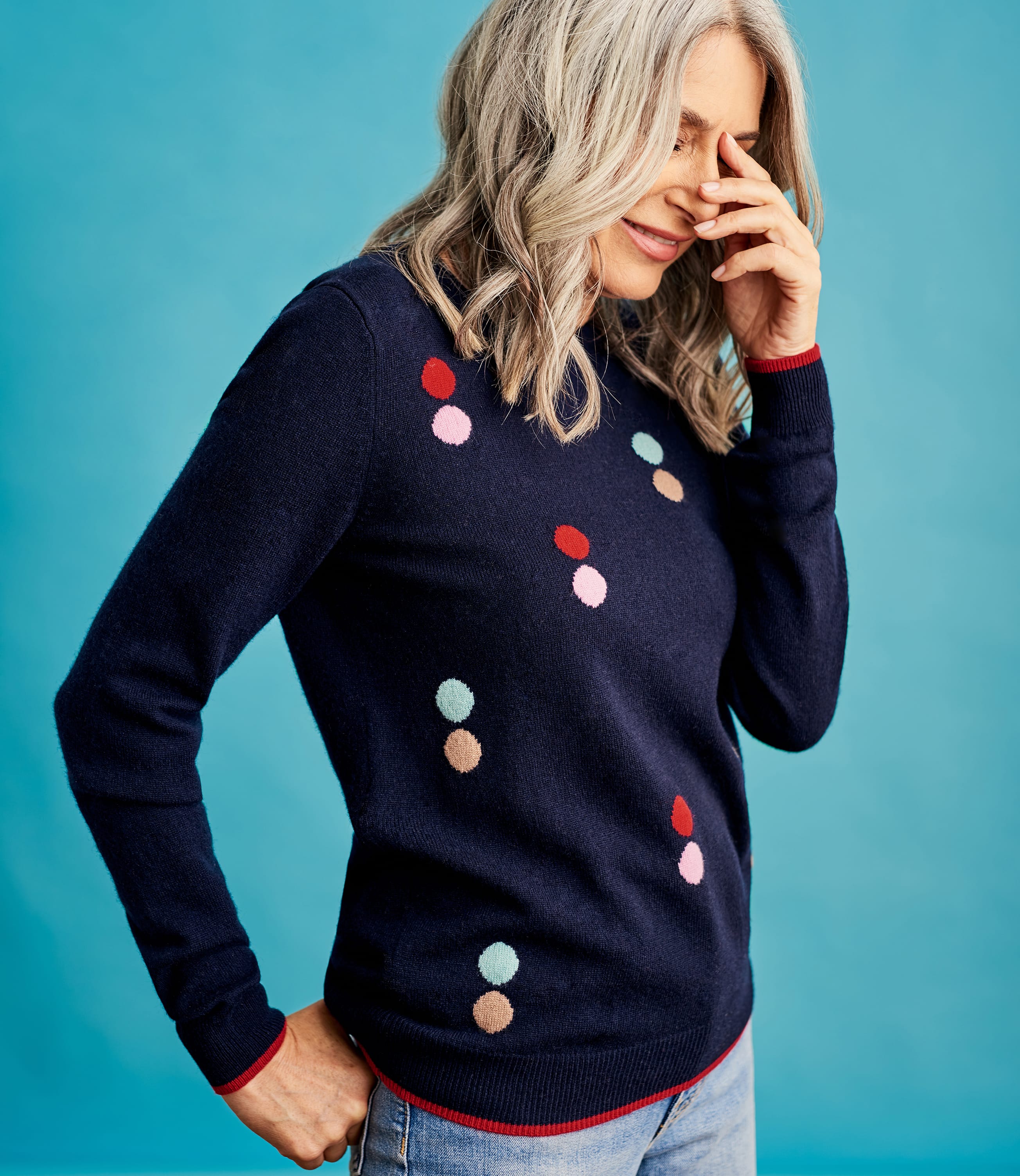 Navy Womens Cashmere Merino Spot Jumper WoolOvers AU