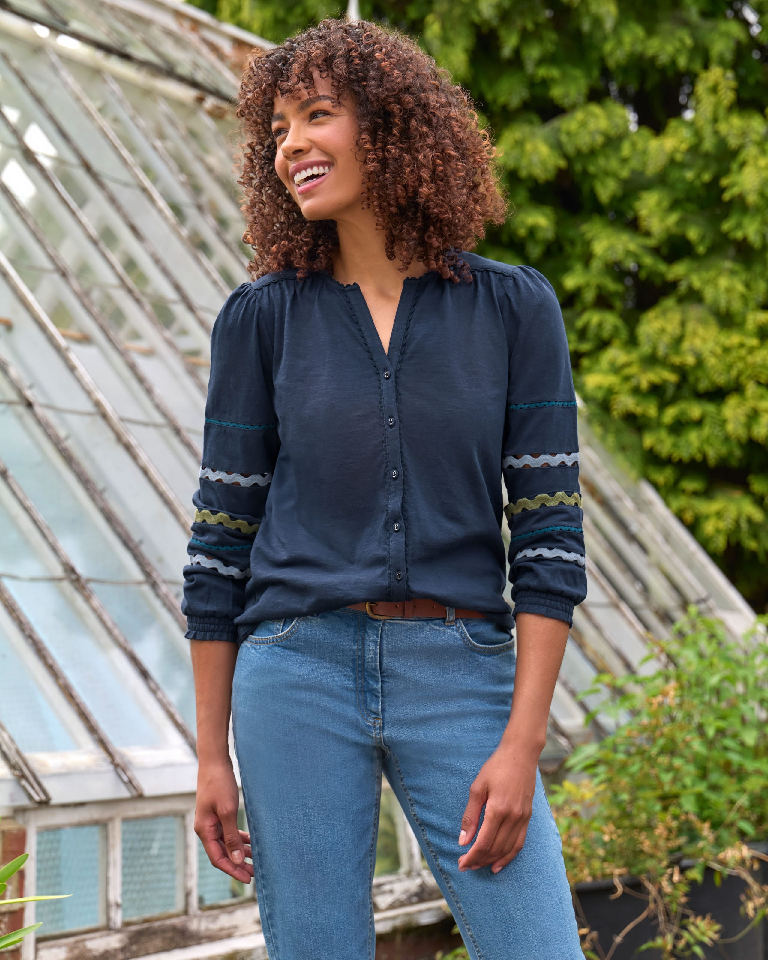 Blue/Multi | Ric Rac Insert Top | WoolOvers AU