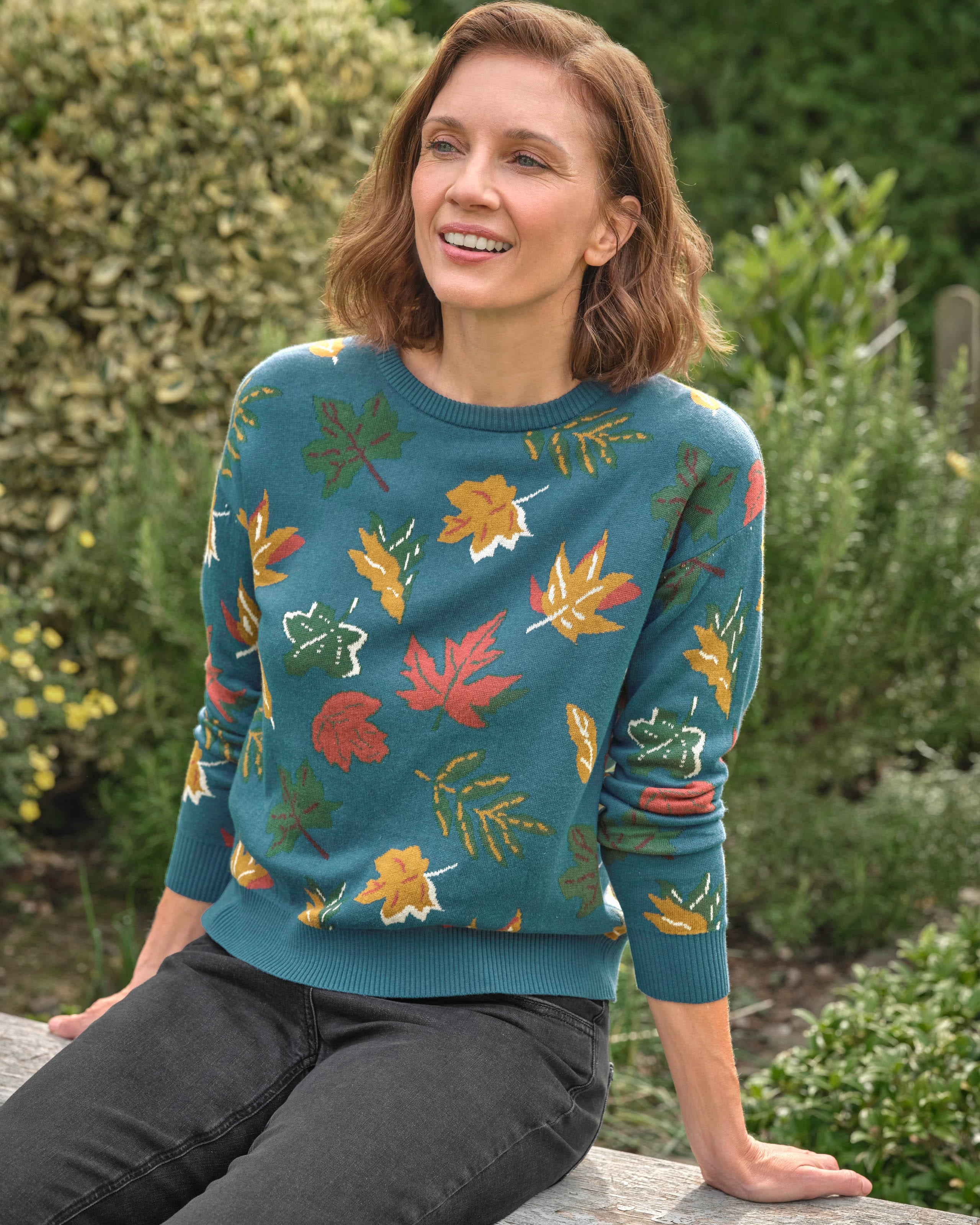 Multi | Autumn Leaf Jumper | WoolOvers UK