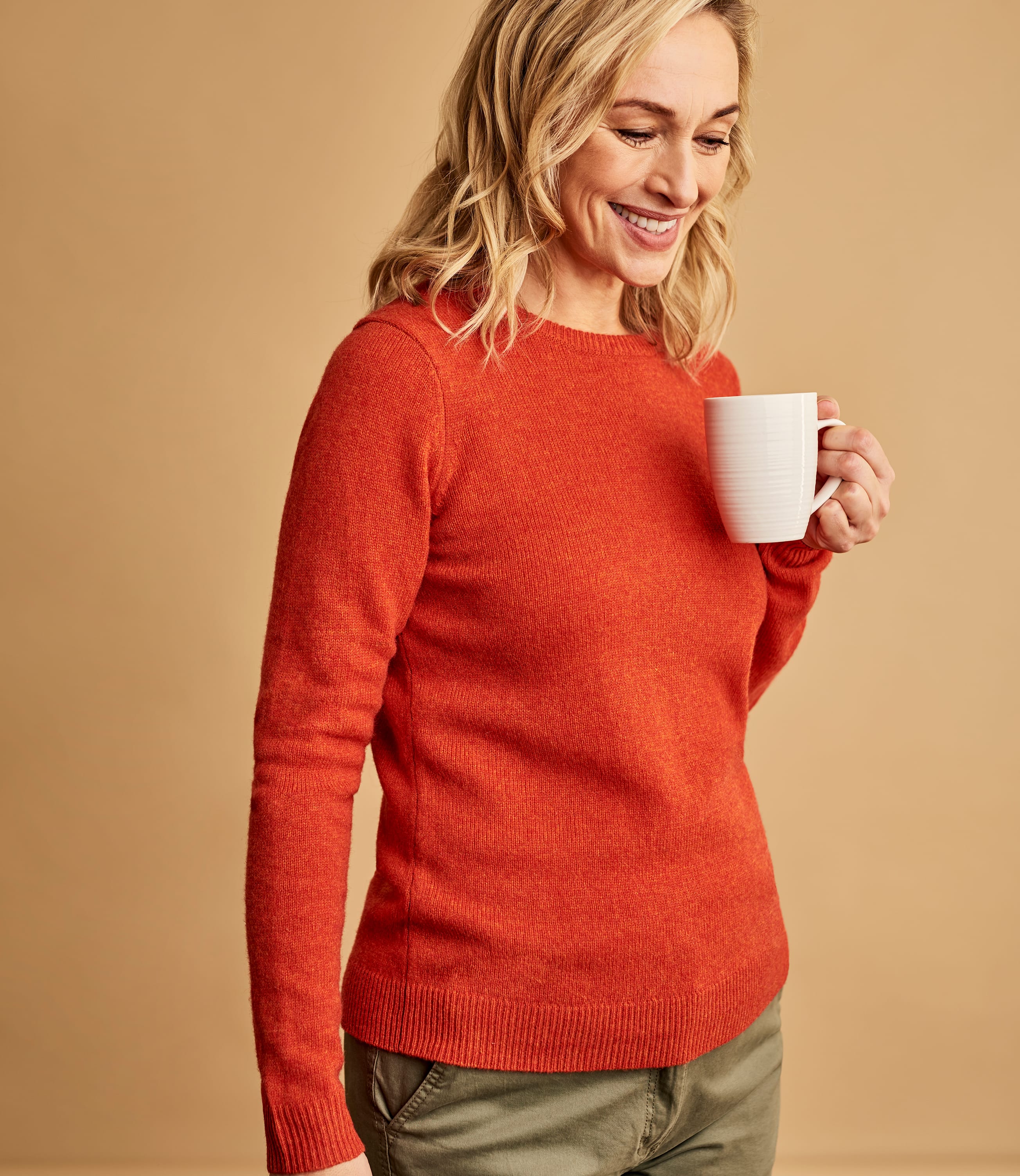 Autumn Marl | Womens Lambswool Crew Neck Sweater | WoolOvers US