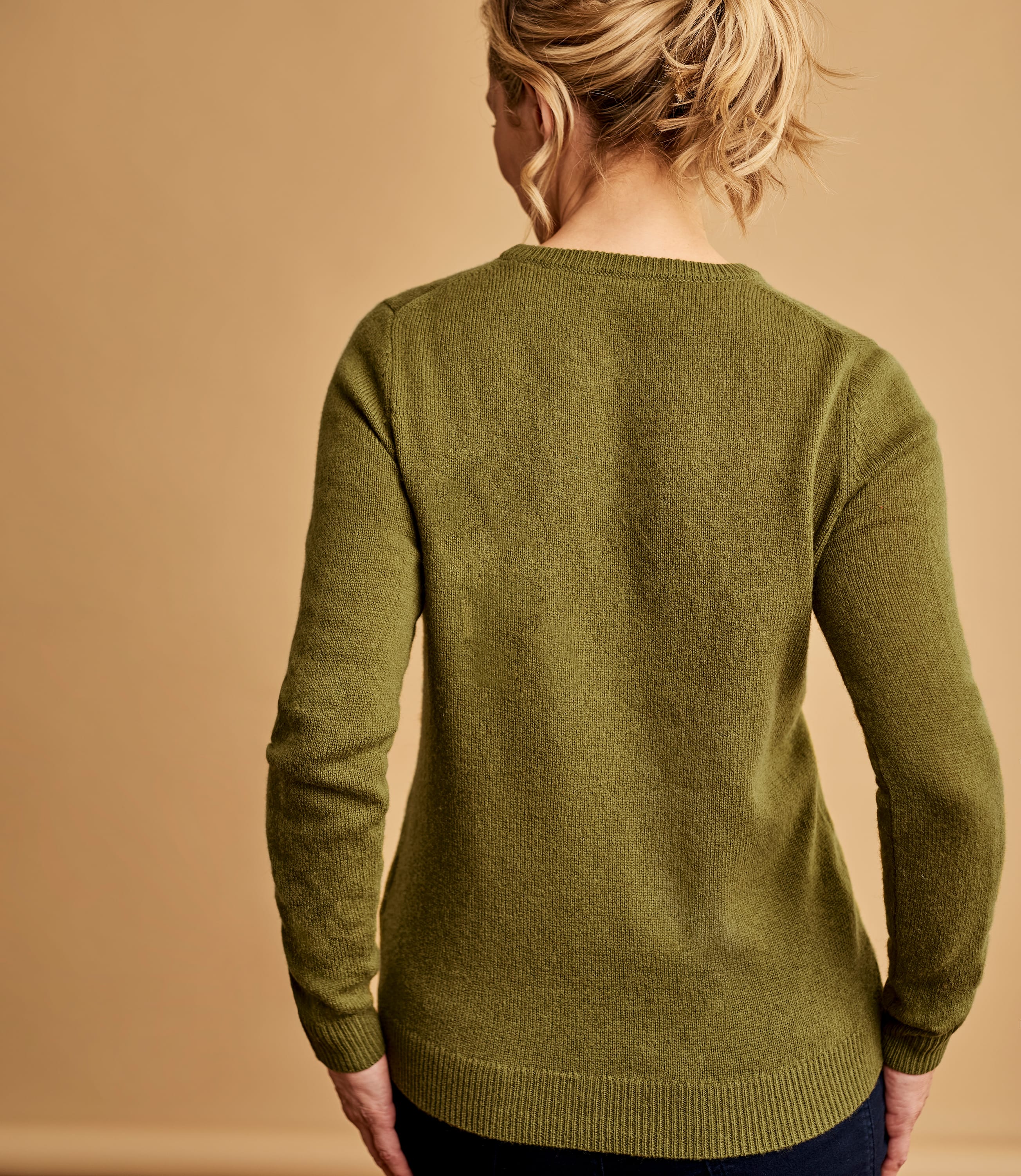 Samphire Green Lambswool Classic Crew Neck Jumper Woolovers Uk 3208