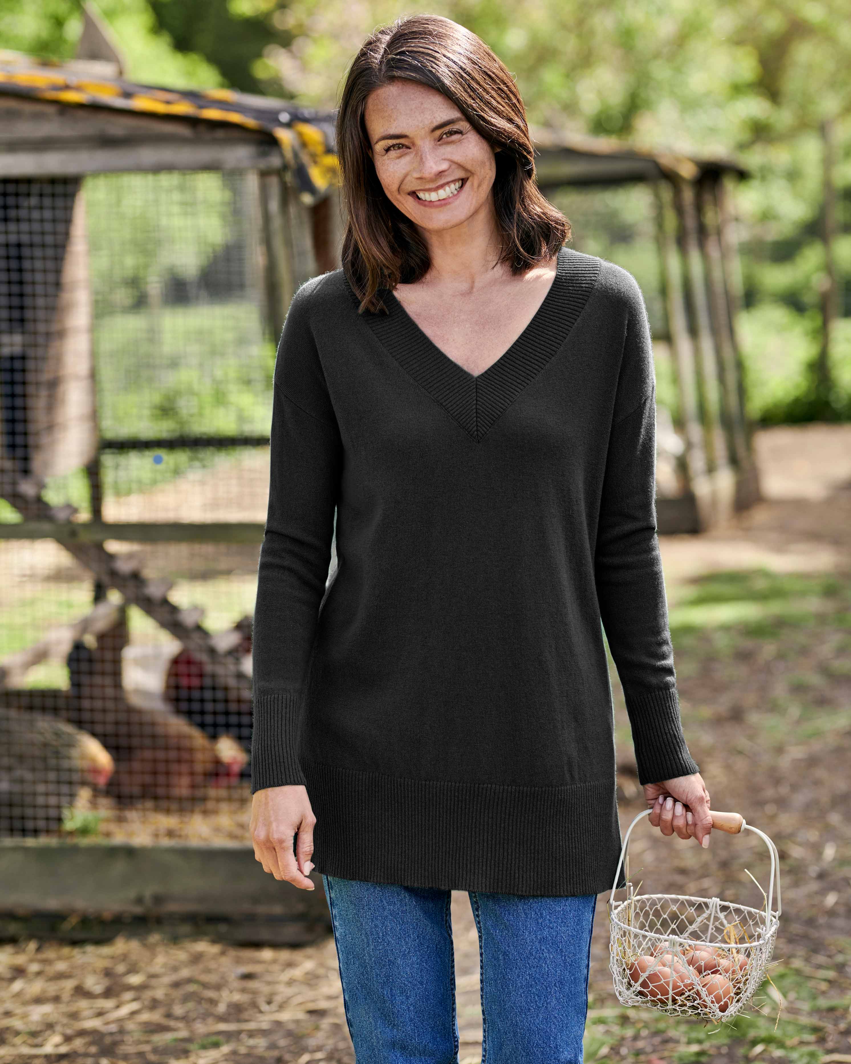 Kaschmir Pulloverkleid Damen - Merinowolle V-Ausschnitt Winterkleid