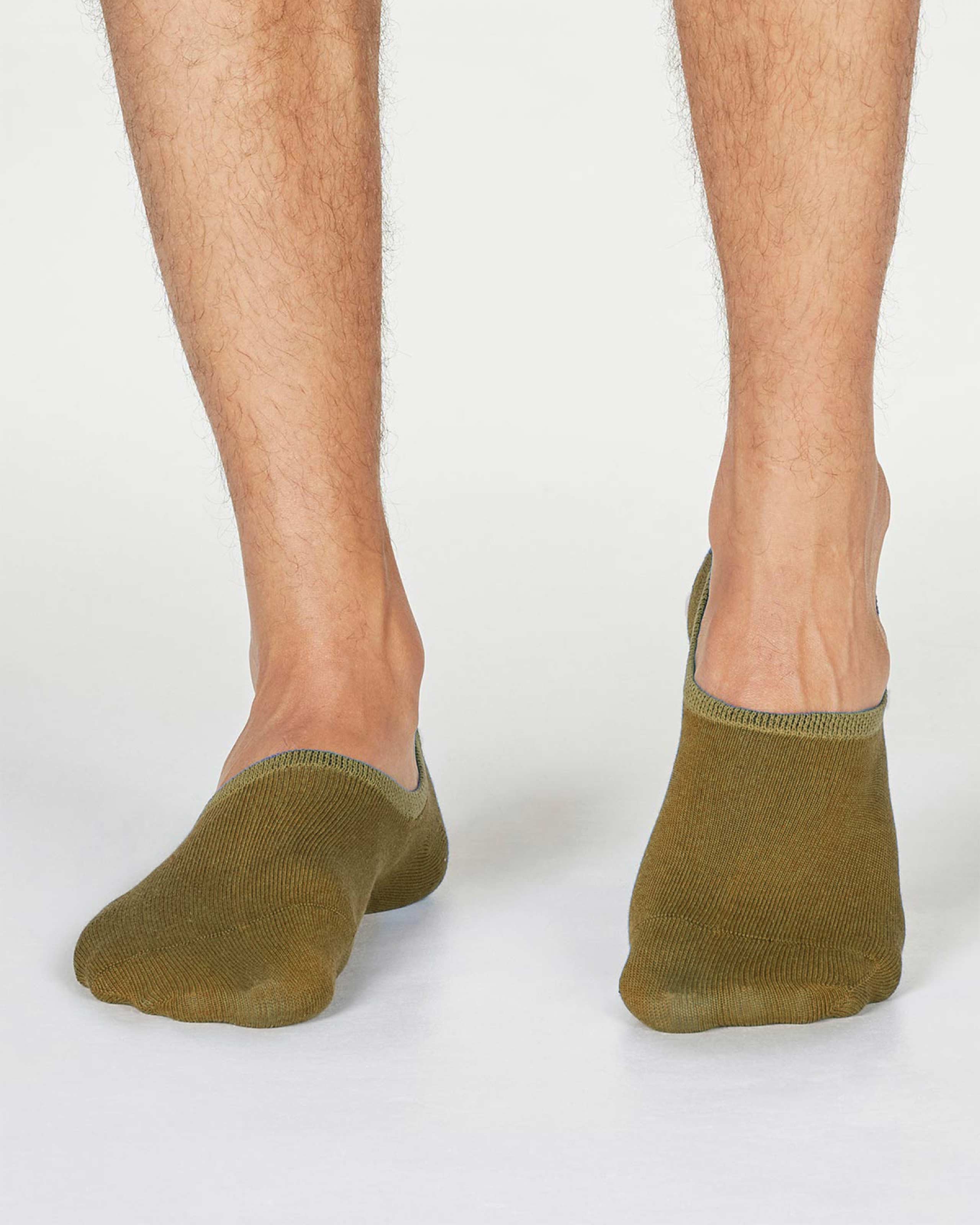 Olive Green Mens No Show Socks WoolOvers UK