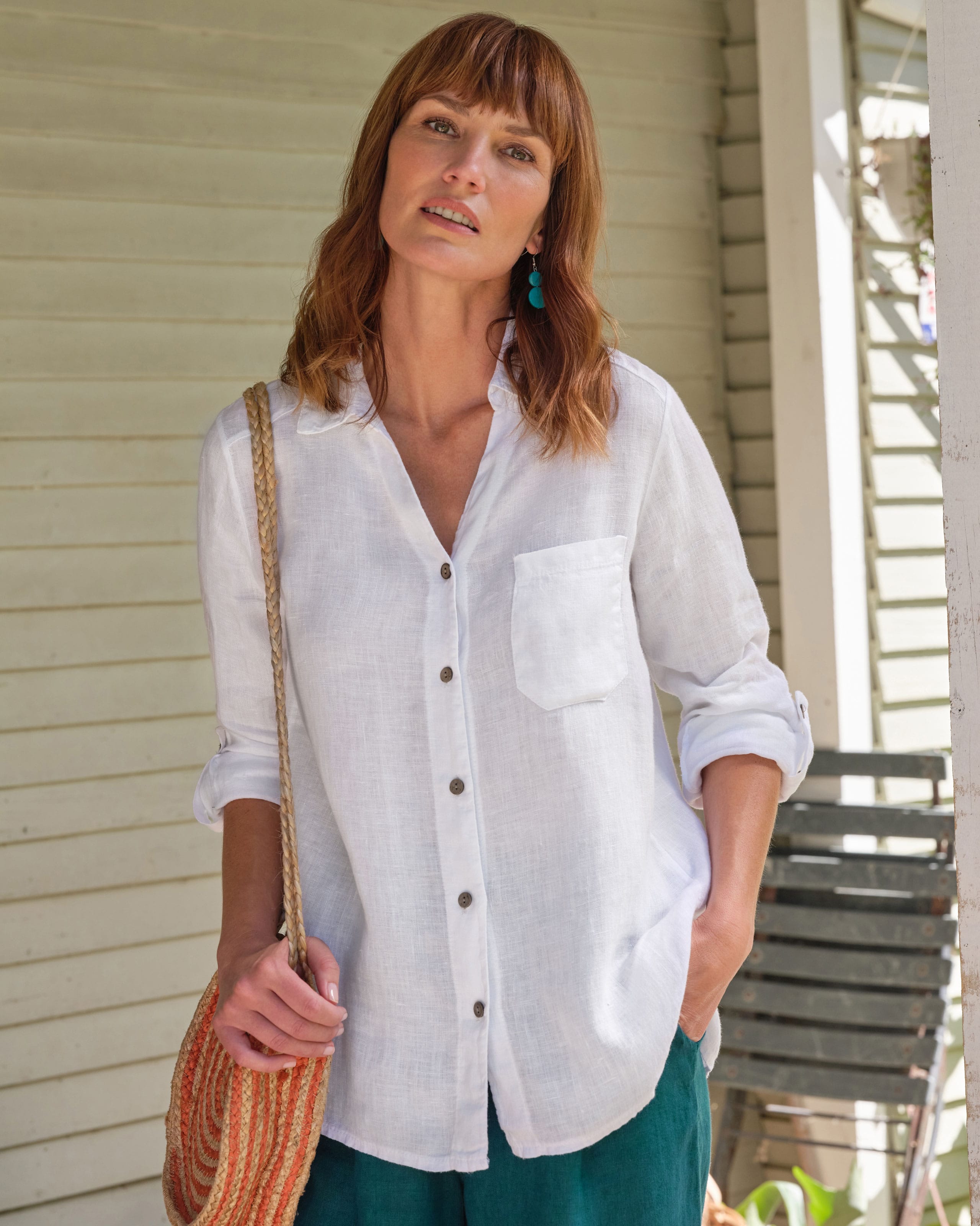 White | Relaxed Fit Linen Shirt | WoolOvers UK