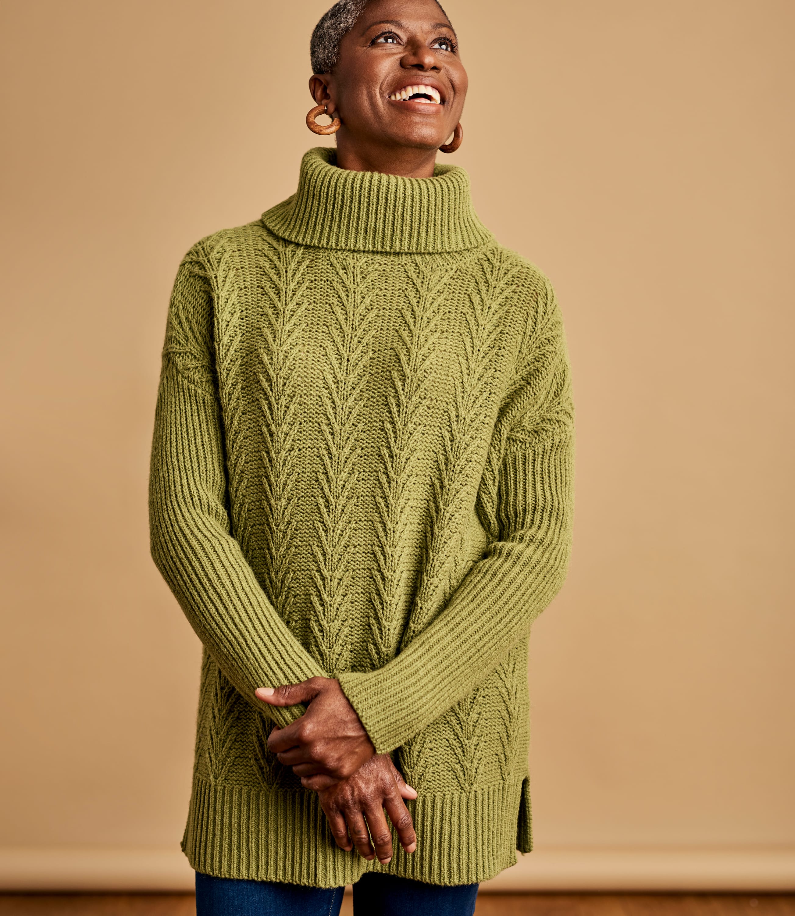 Sweet Pea Green Pure Lambswool | Womens Fern Stitch Jumper