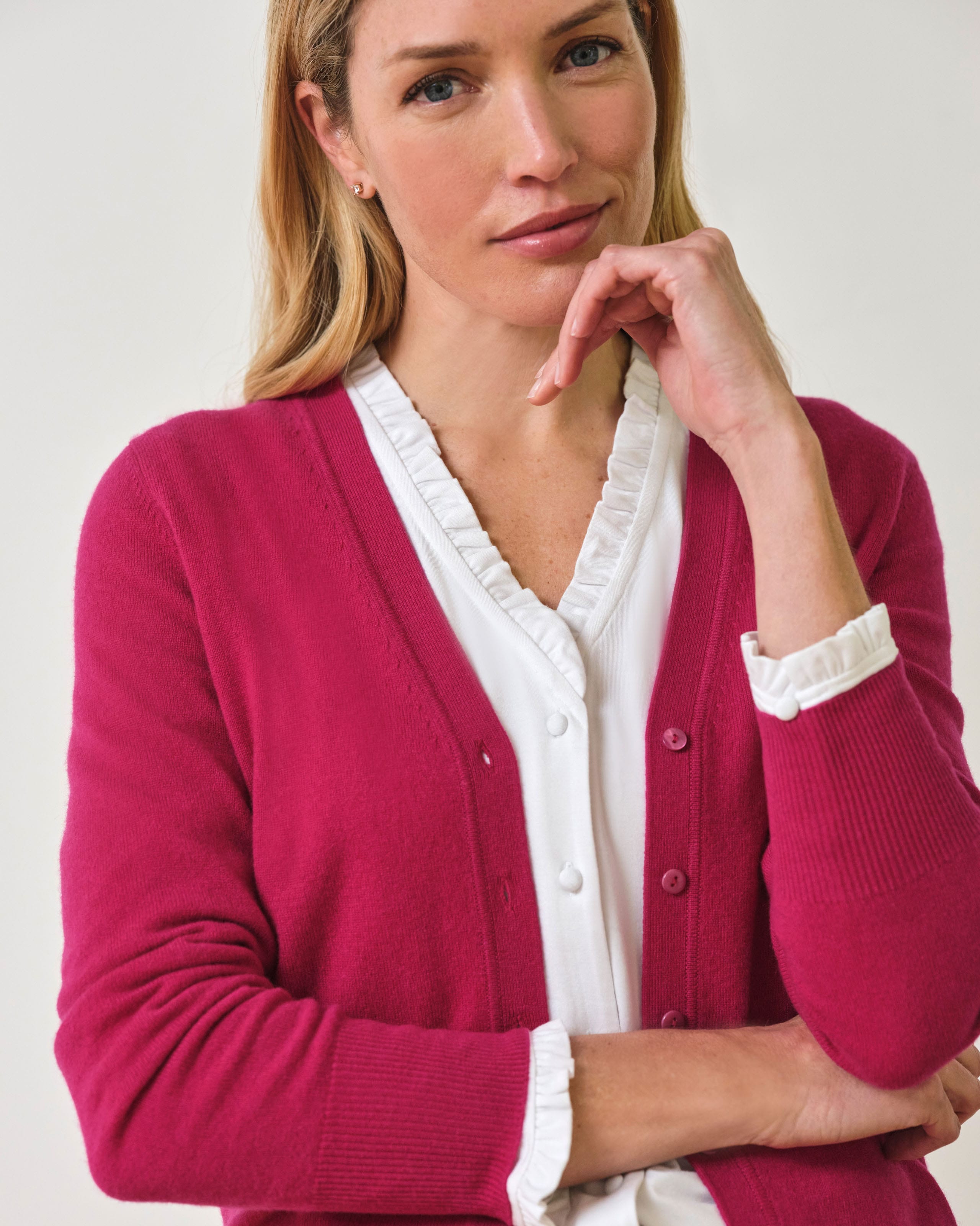 Pink Off-Shoulder Knitted Cardigan