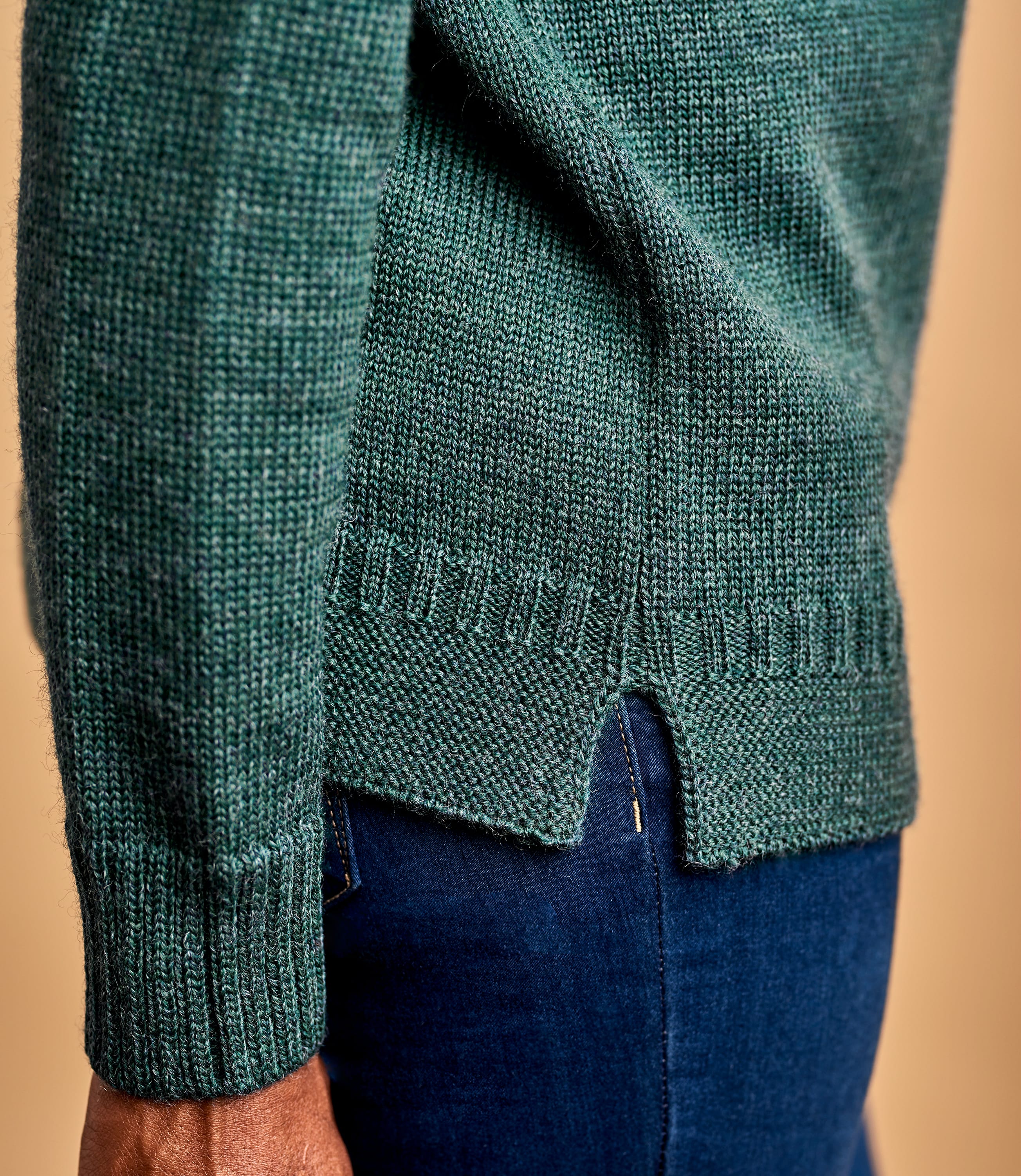 Thyme Marl Womens Pure Wool Guernsey Jumper WoolOvers UK