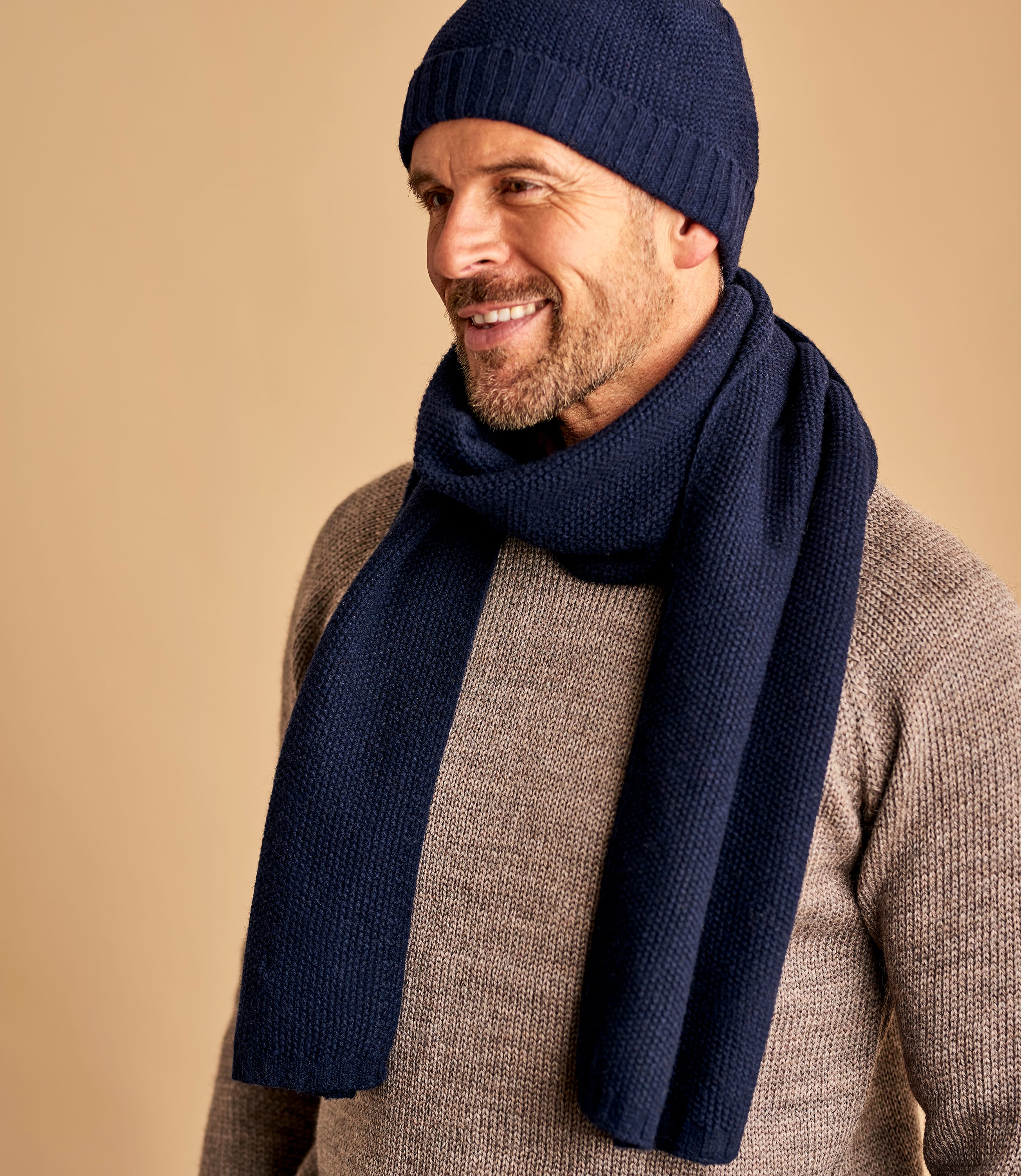 Navy Pure Lambswool Mens Essential Lambswool Hat