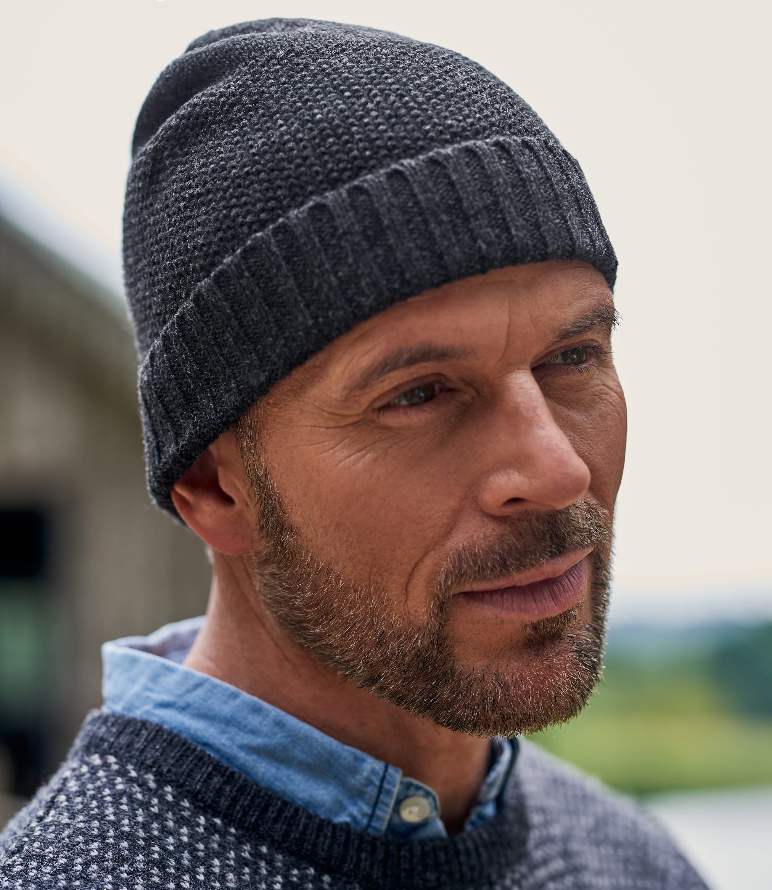 Charcoal Mens Essential Lambswool Hat WoolOvers UK