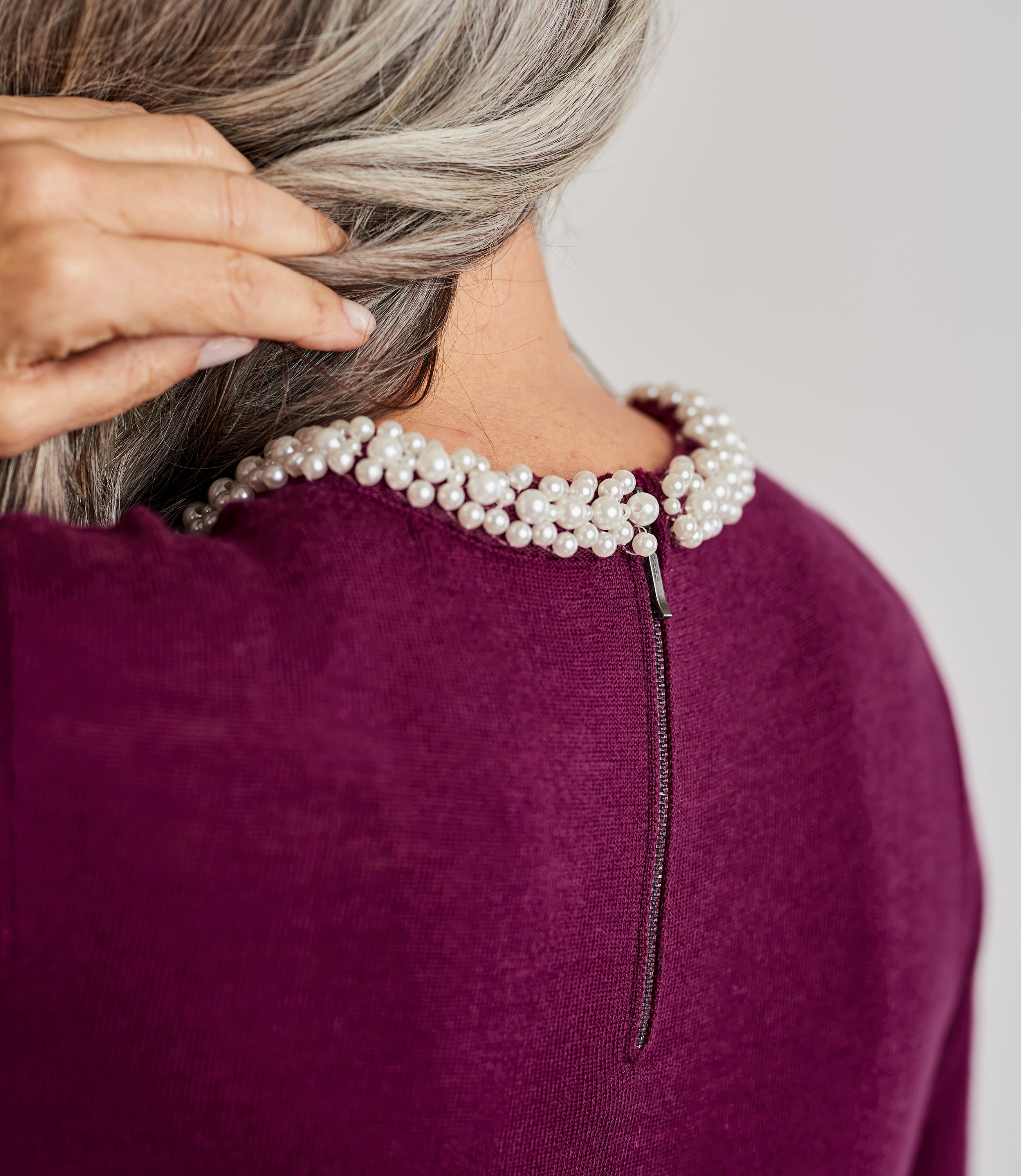 Cyclamen Womens Merino Pearl Neck Sweater WoolOvers US