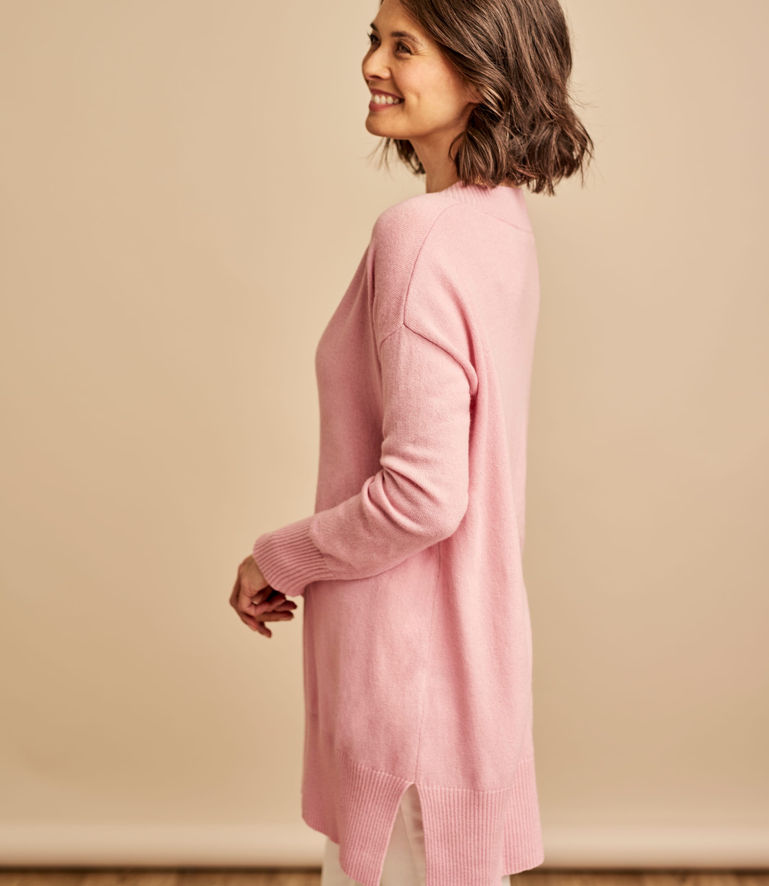 Rosebud | Cashmere Merino Deep V Neck Tunic | WoolOvers UK
