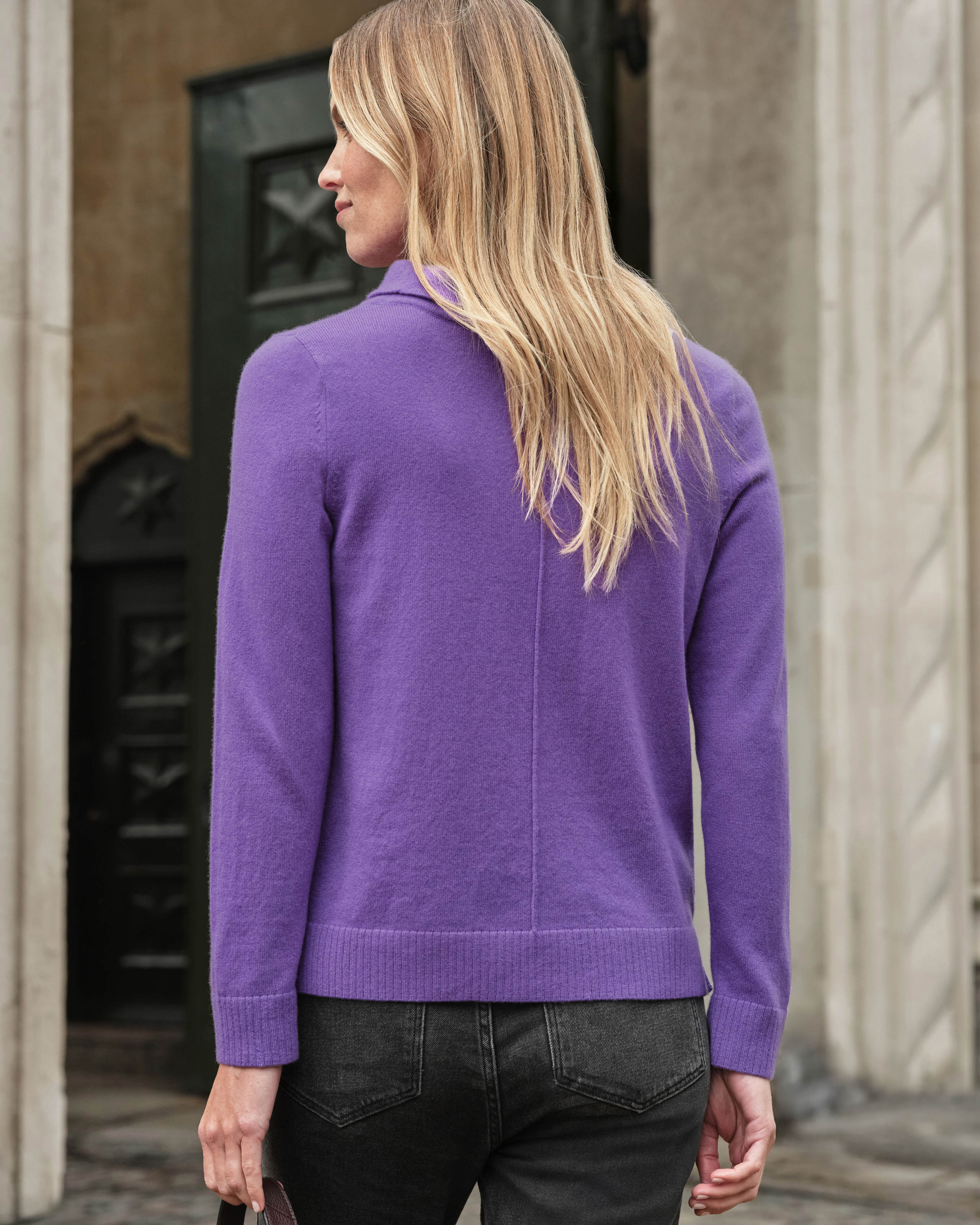 Deep Violet | Cashmere Bardot Neck Jumper | WoolOvers UK