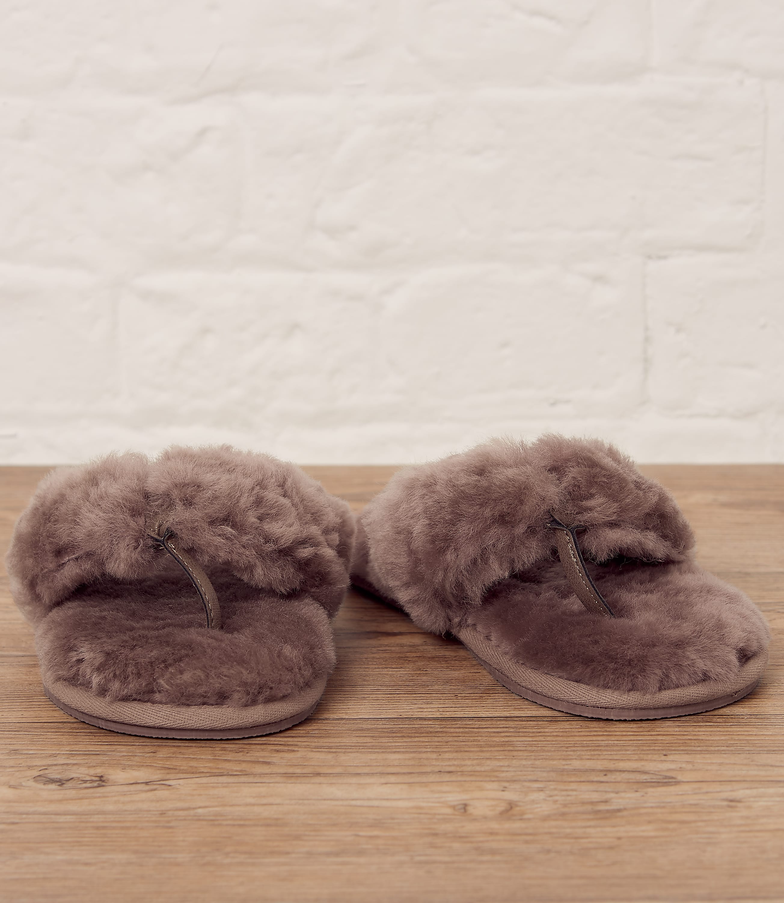 Mink | Womens Sheepskin Toe Post Slipper | WoolOvers US