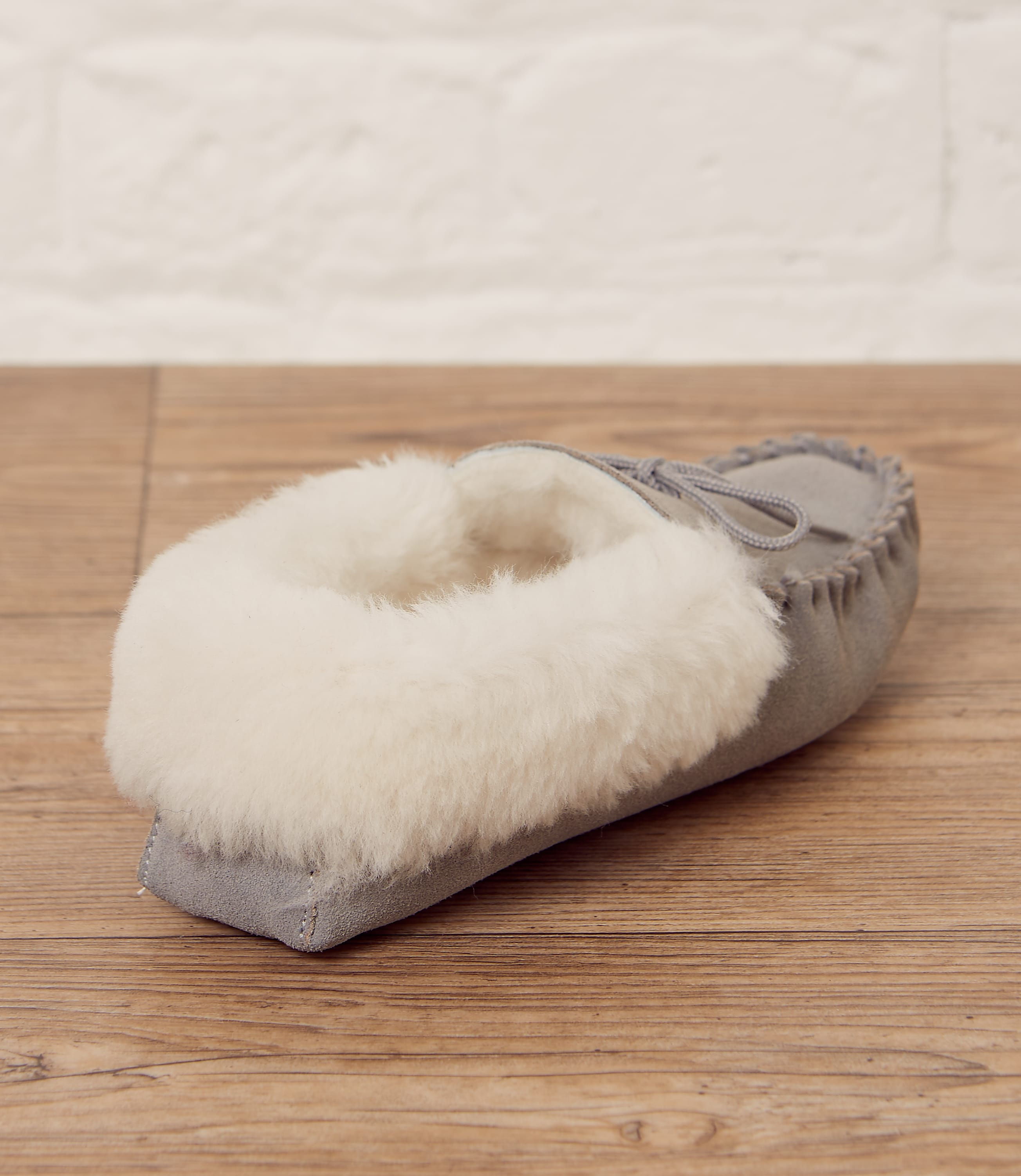 Grey Womens Sheepskin Moccasin Slipper Woolovers Us