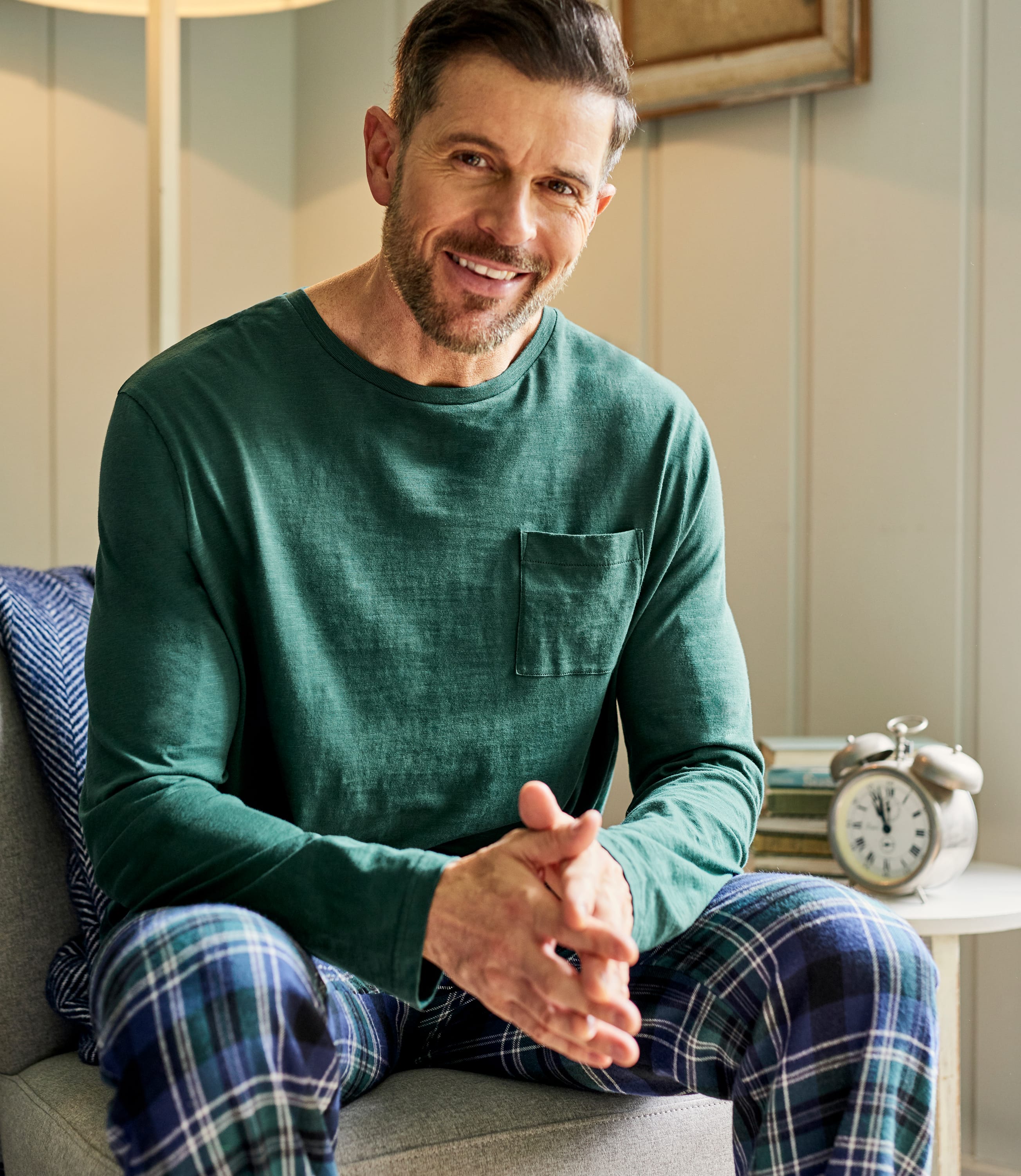 Bottle Green Mens Organic Cotton Long Sleeve TShirt WoolOvers AU