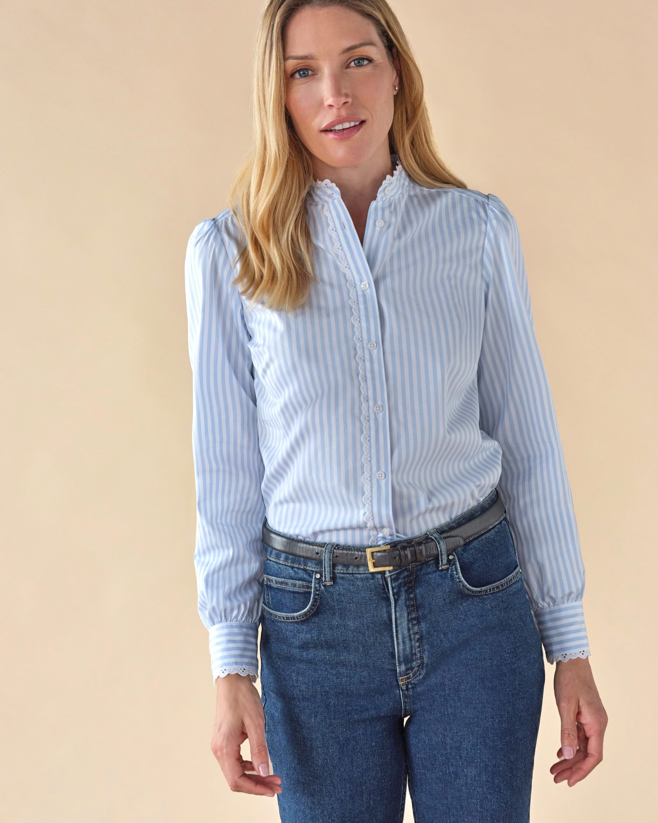 STRIPE KNIT SHIRT BLUE main image 0