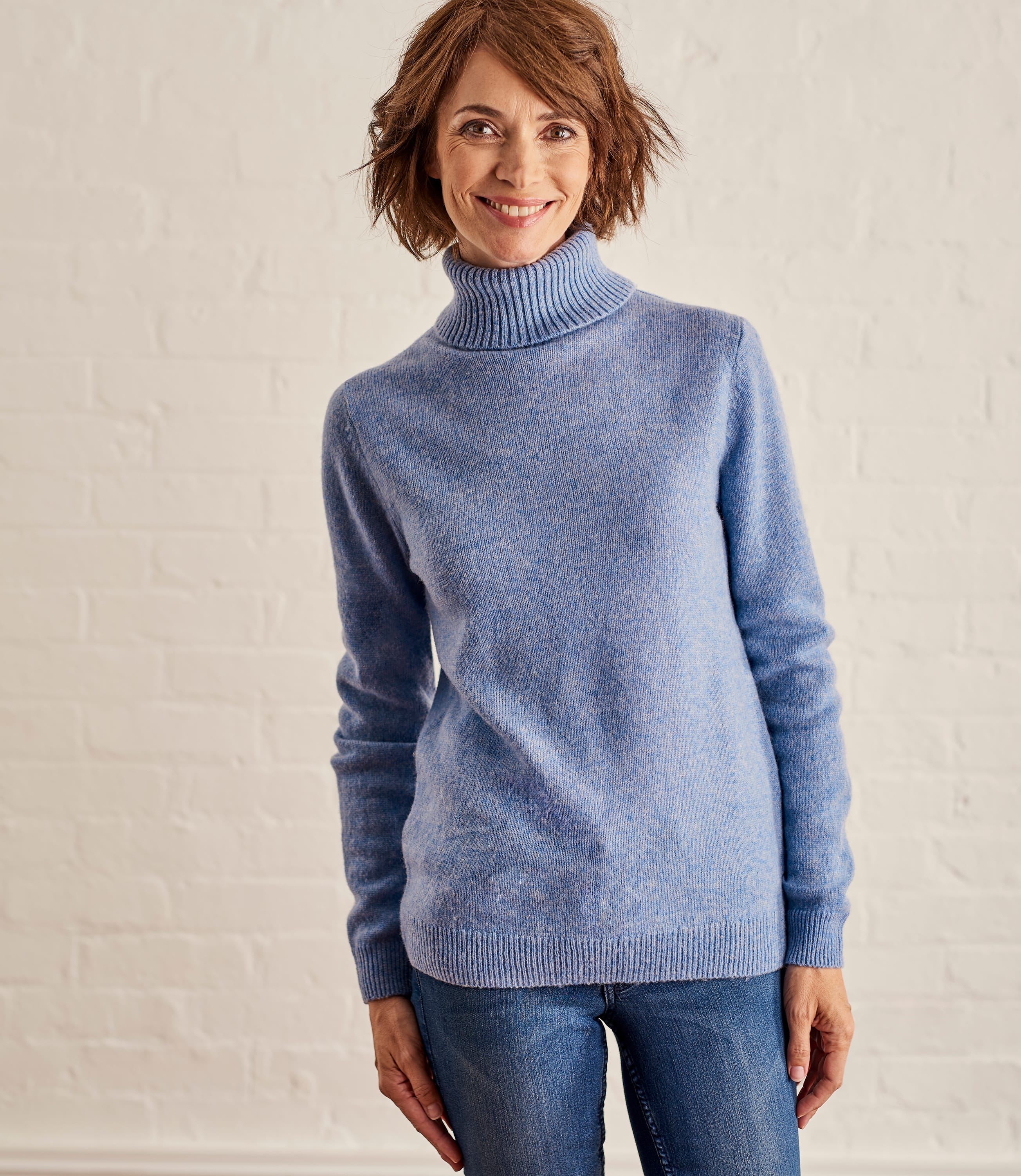 Sky Blue | Womens Lambswool Polo Jumper | WoolOvers AU