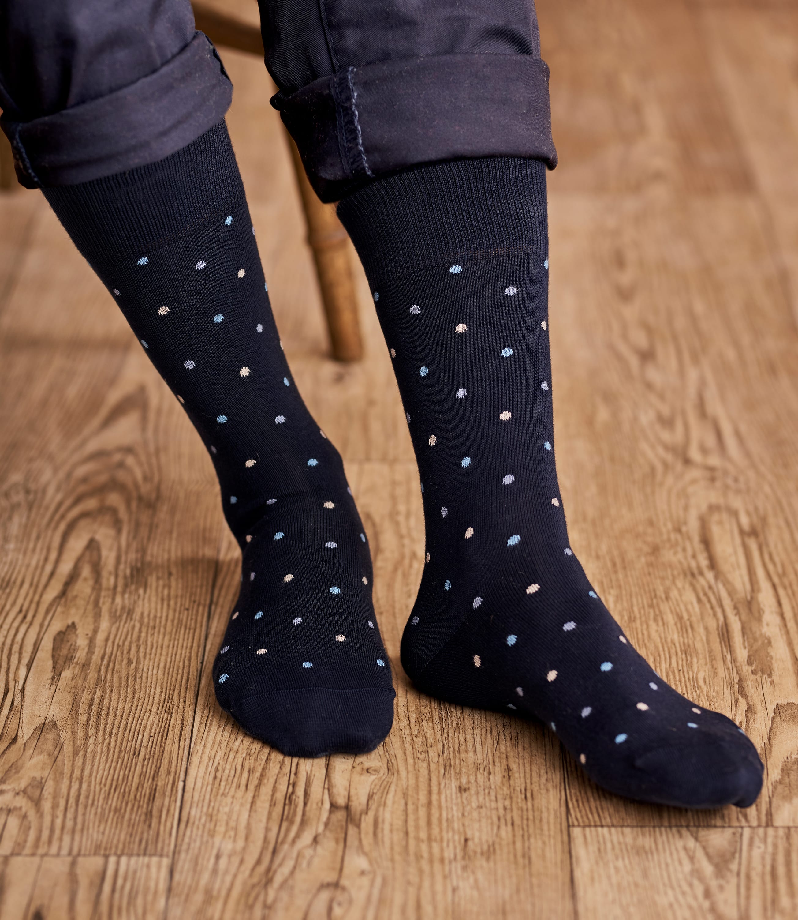 Dark Navy Mens Pima Cotton Spot Sock WoolOvers AU