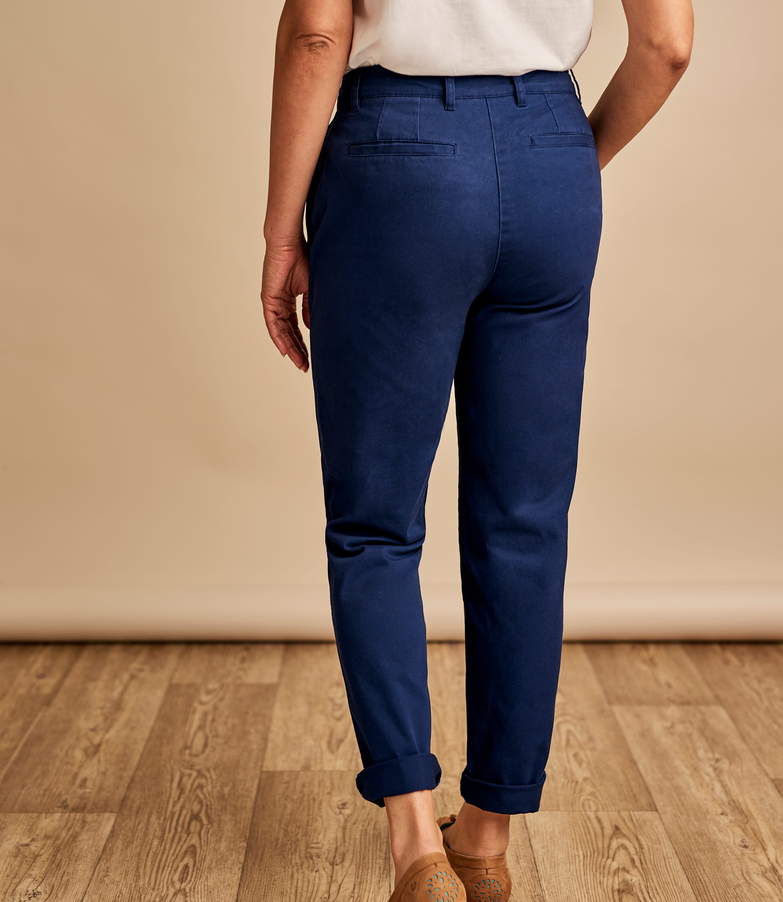 womens navy cotton trousers