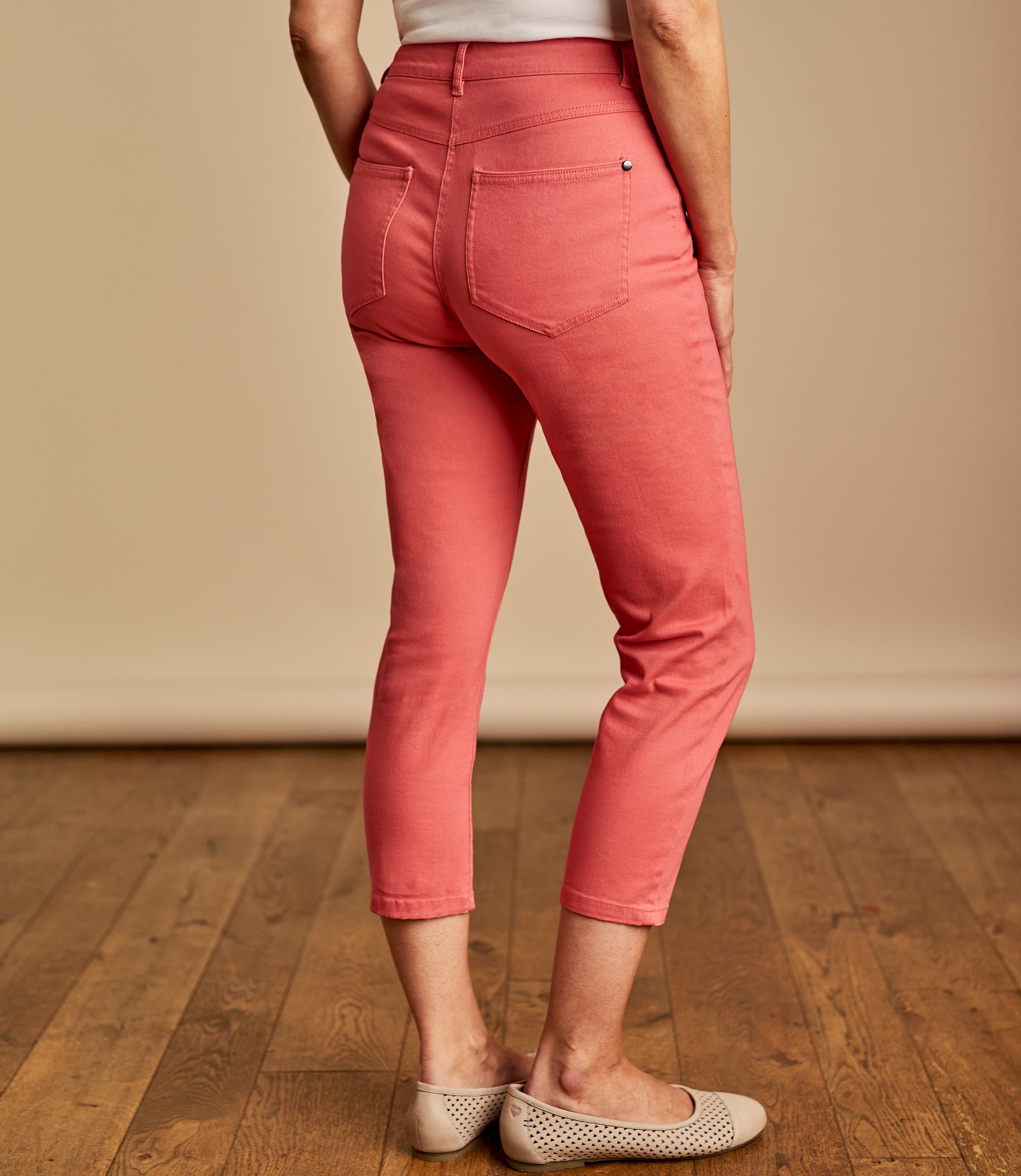 coral color jeans