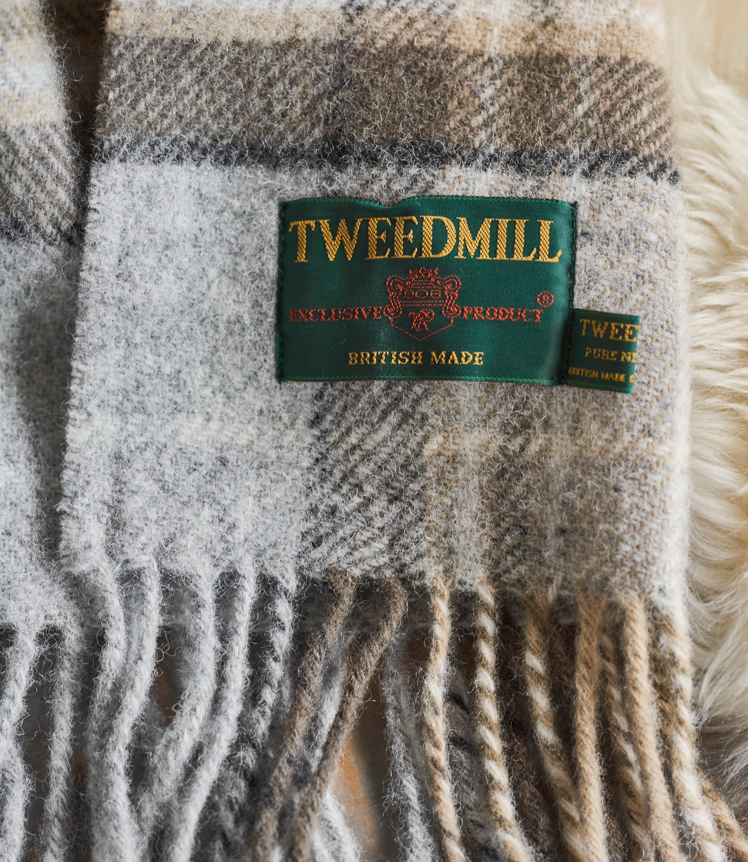 Grey Combo | Pure Wool Tartan Small Blanket | WoolOvers UK