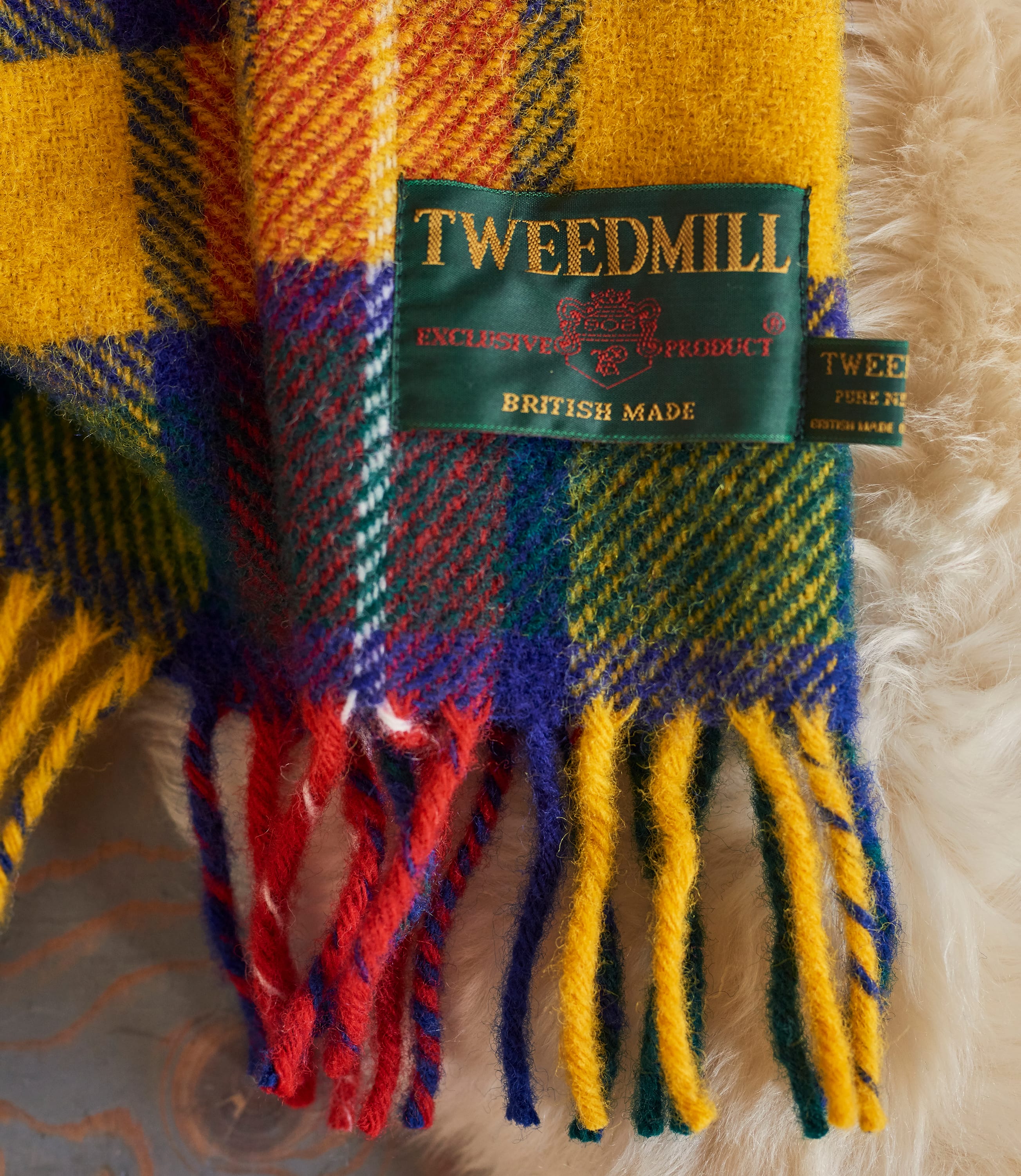 Yellow/Red Combo Pure Wool Pure Wool Tartan Knee Blanket