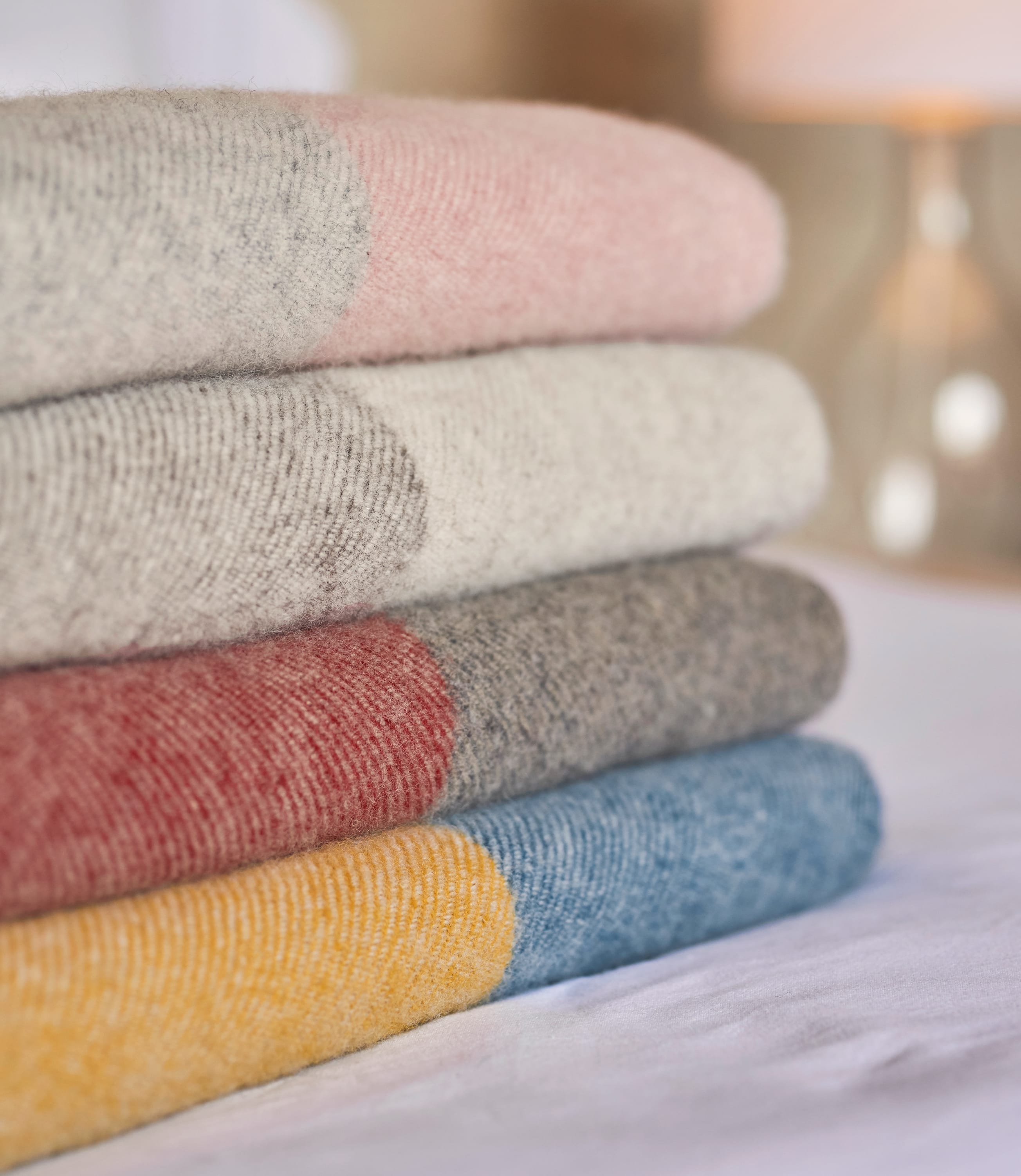 Charcoal/Pink Pure New Wool Block Check Throw WoolOvers US