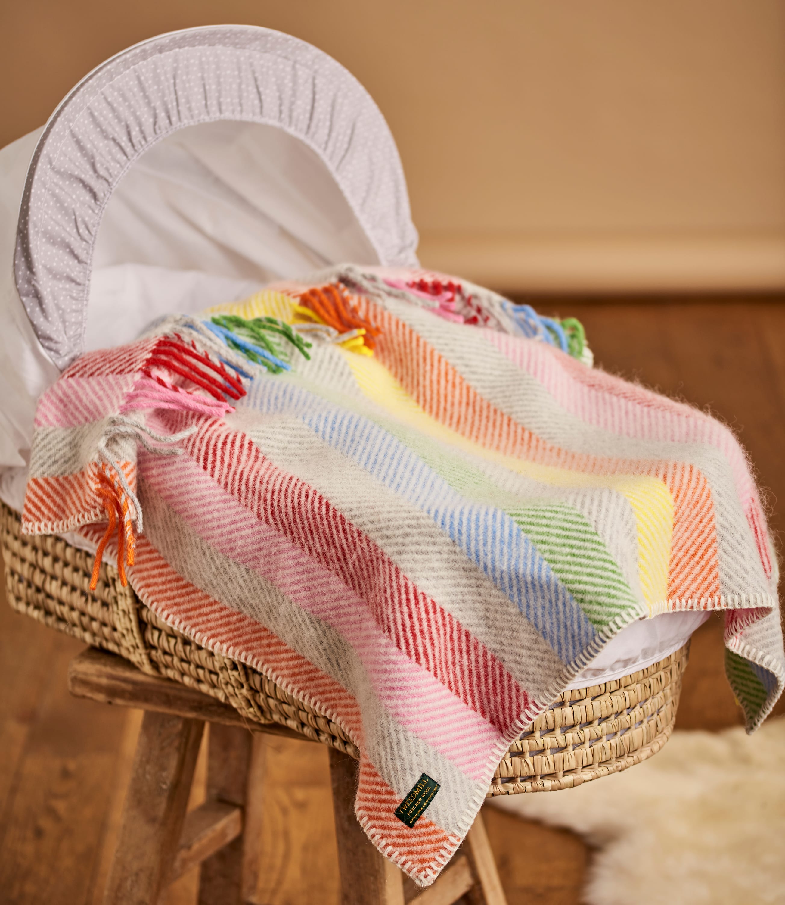 Gris arcenciel Couverture bébé Pure Laine Woolover FR