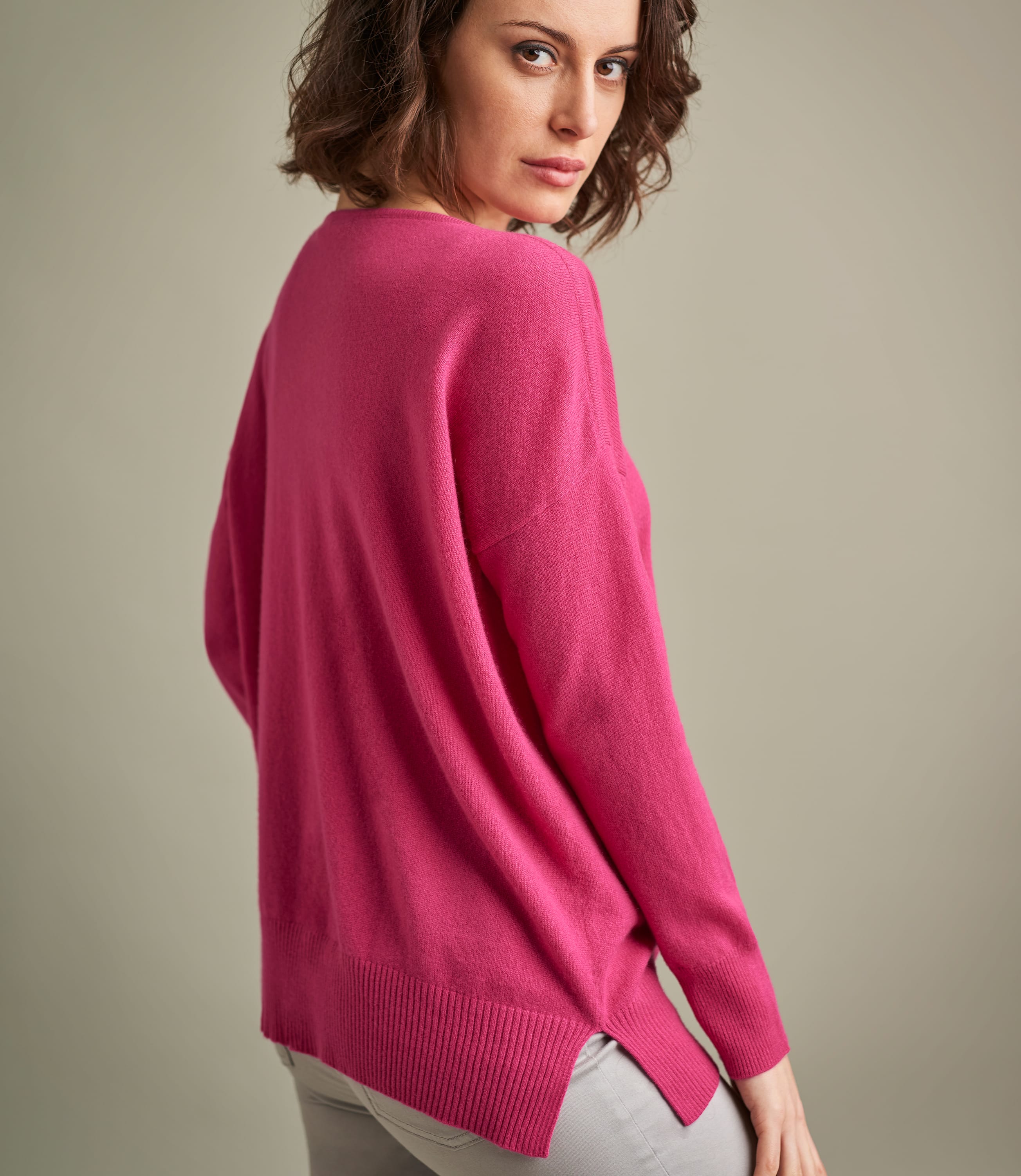 Fuchsia Pink | Womens Luxurious Pure Cashmere Boat Neck Sweater | WoolOvers US