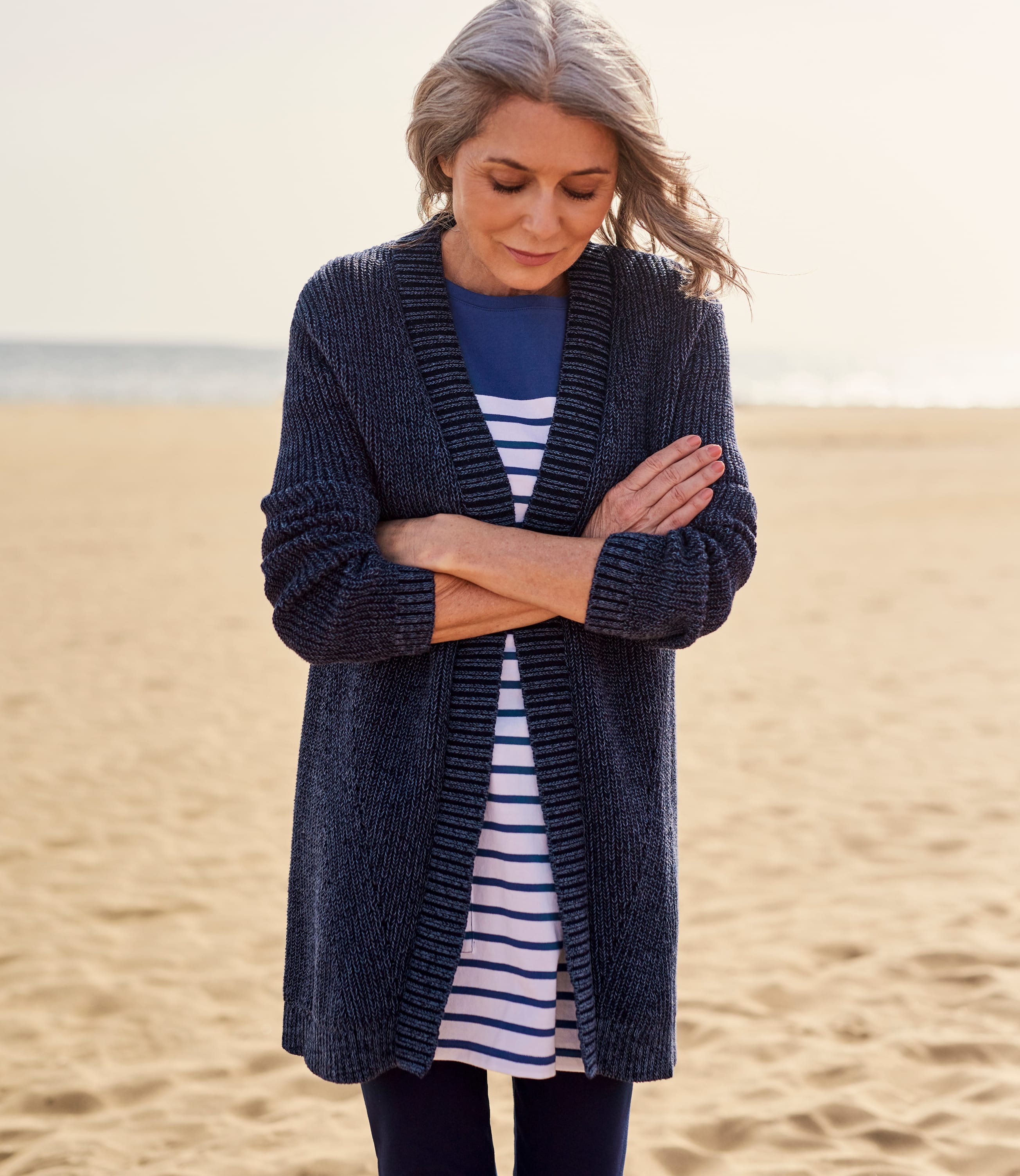 Denim Pure Cotton Womens Pure Cotton Edge To Edge Cardigan