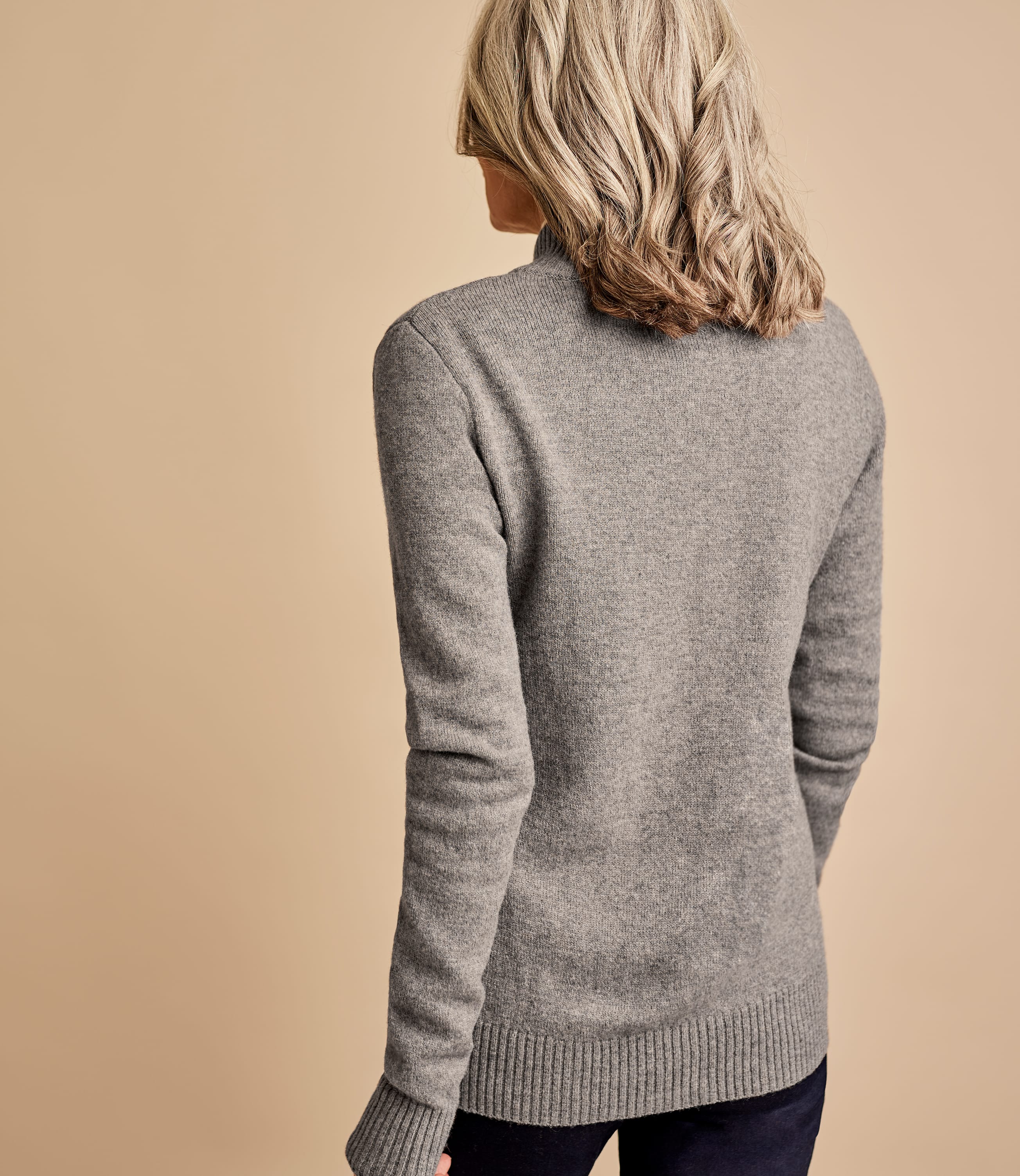 Grey Marl Lambswool Zip Thru Cardigan Woolovers Us