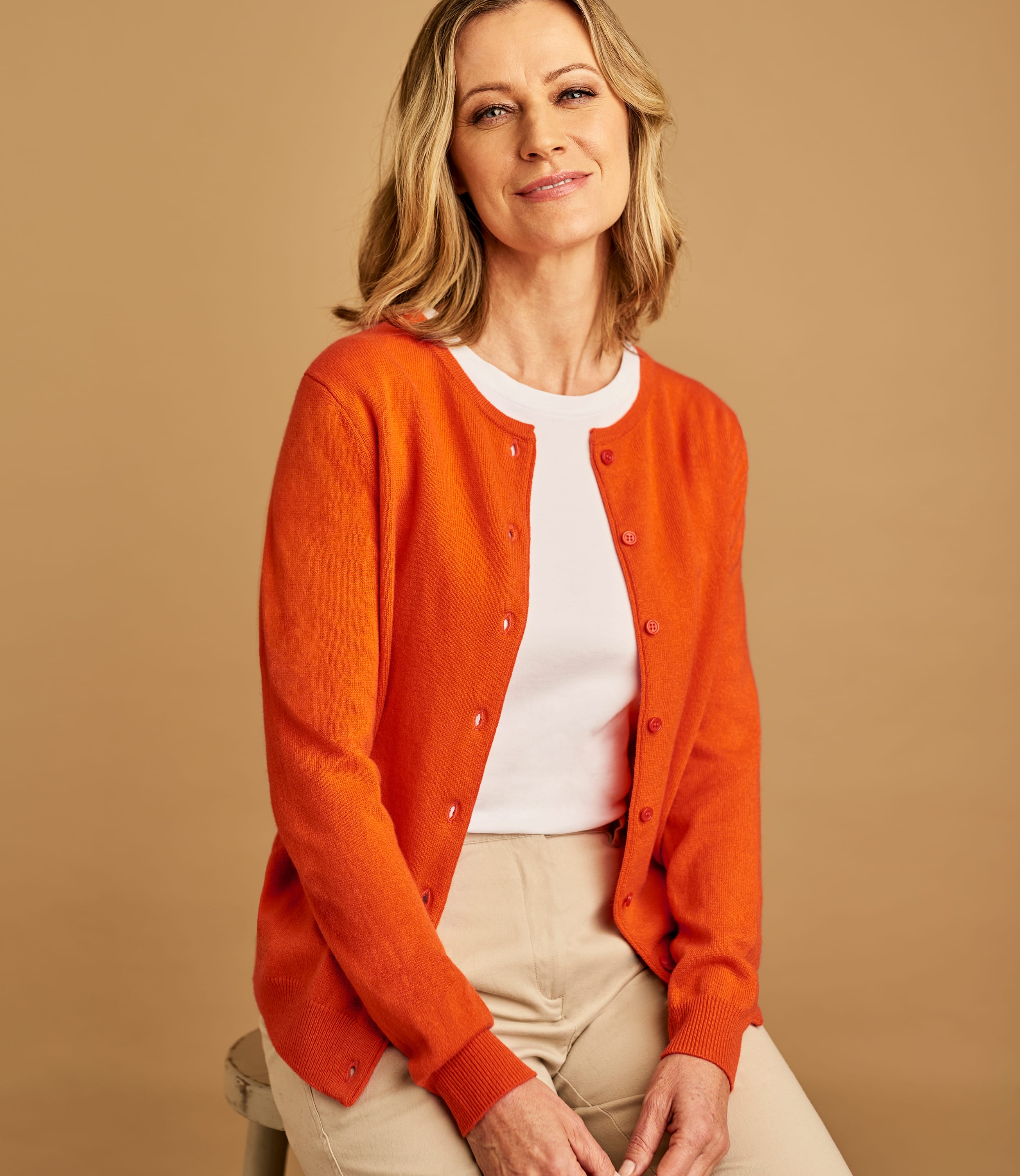 Clementine | Cashmere Merino Crew Neck Cardigan | WoolOvers US