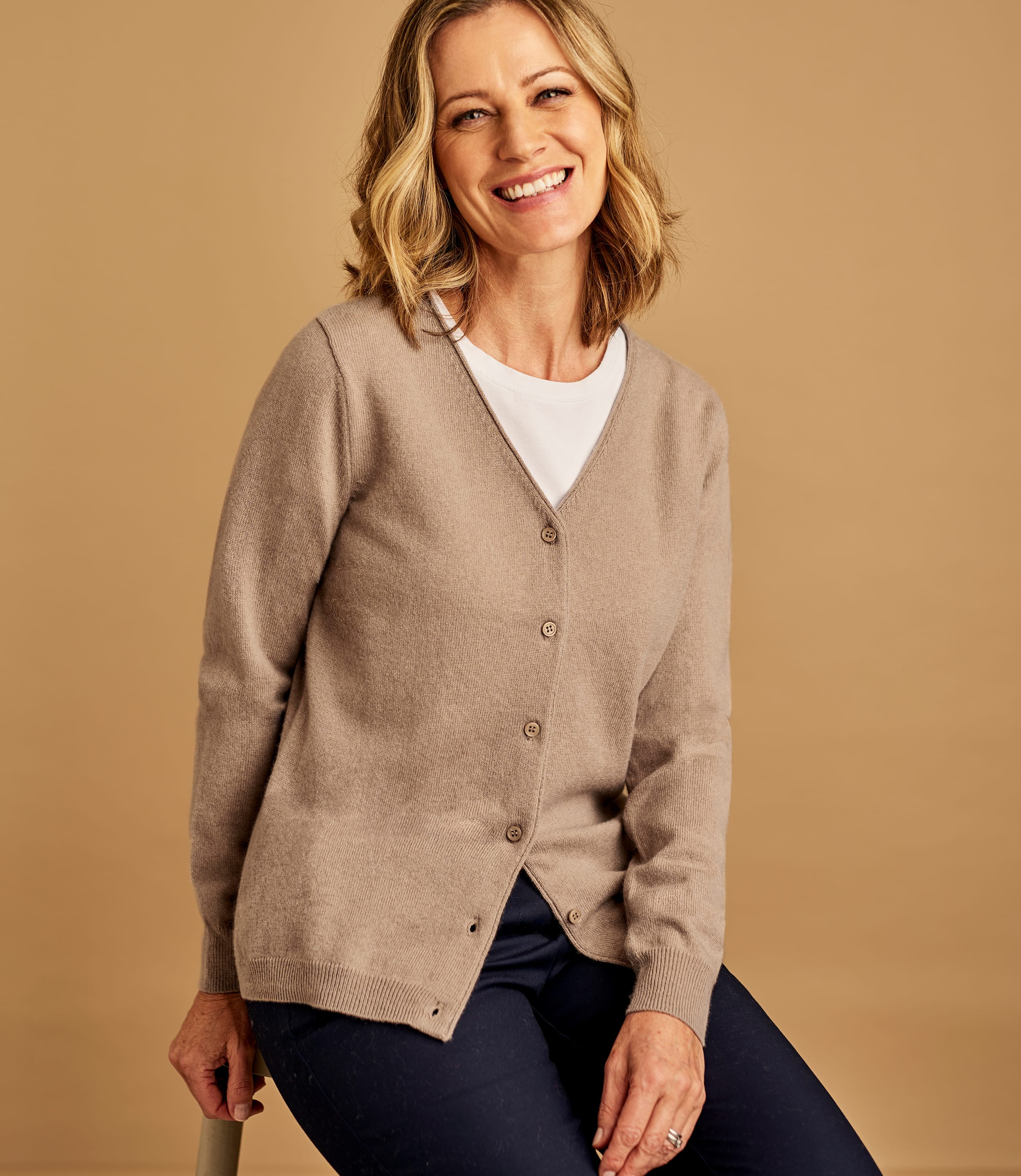 Birch | Womens Cashmere Merino Classic V Neck Cardigan | WoolOvers UK