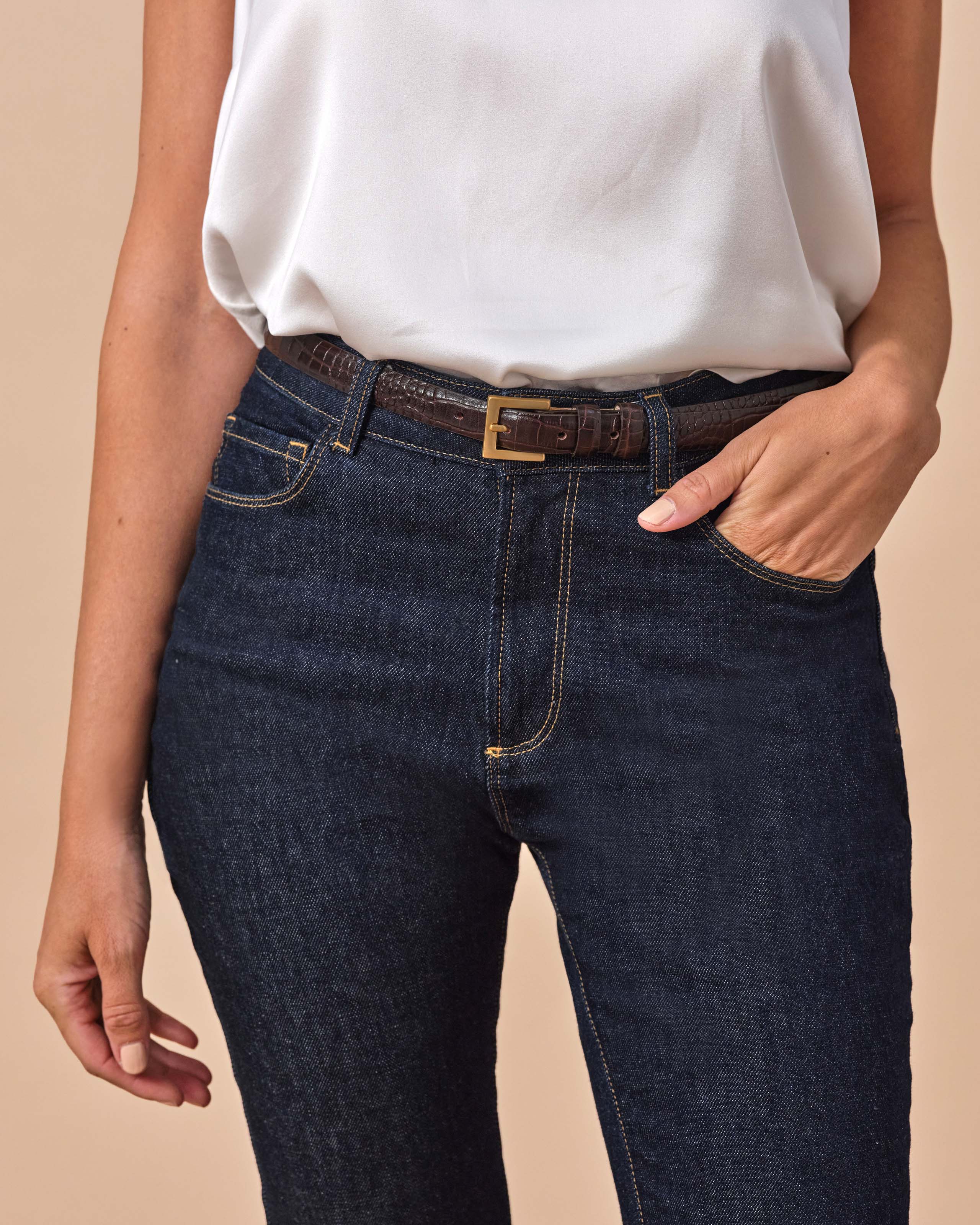 Wide Chocolate Leather Belt (L)