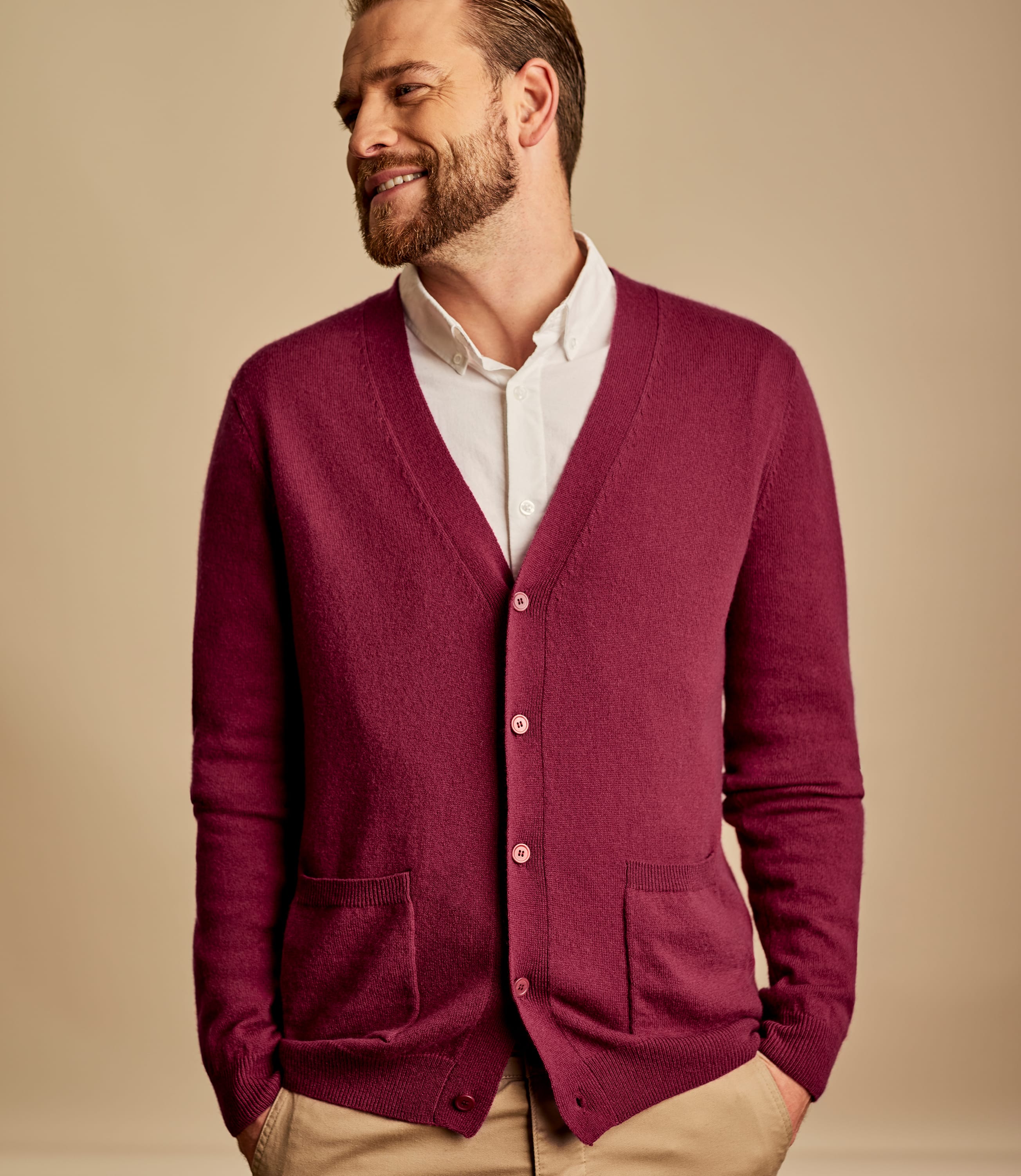 Carmine Mens  Cashmere Merino V  Neck  Cardigan  