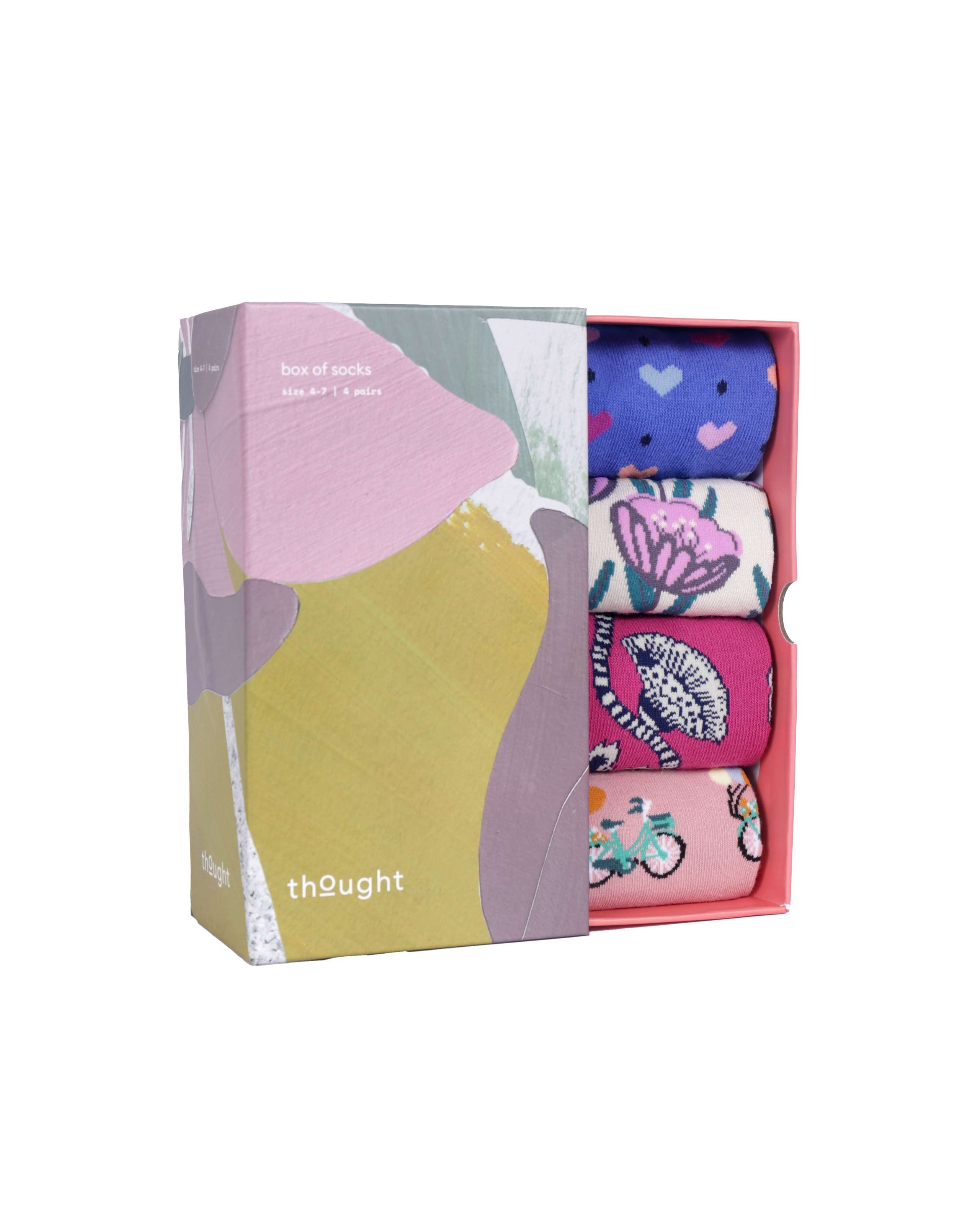 Things Socks Multi | Womens Happy Things Box of 4 Organic Cotton Socks | WoolOvers UK
