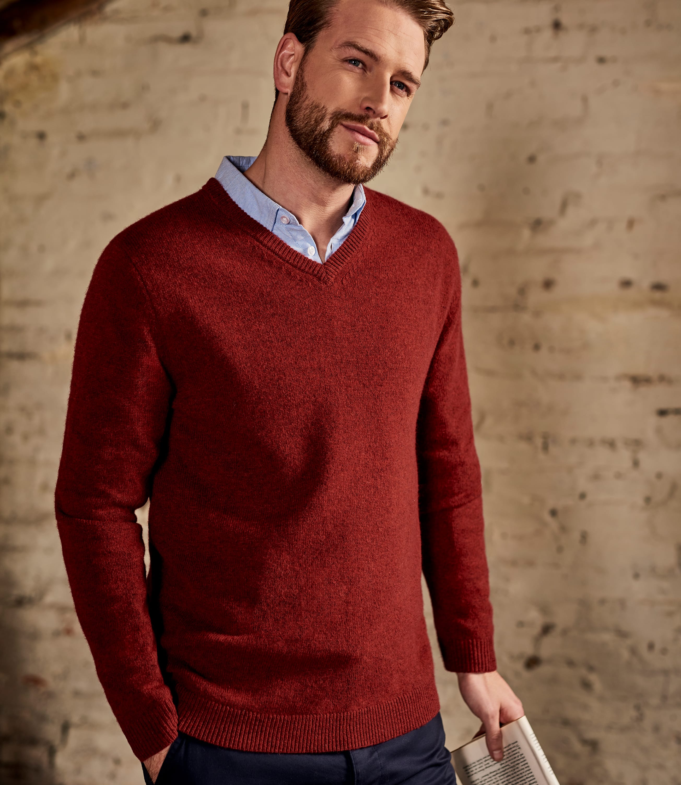 Chilli Pure Lambswool | Mens Lambswool V Neck Knitted Sweater