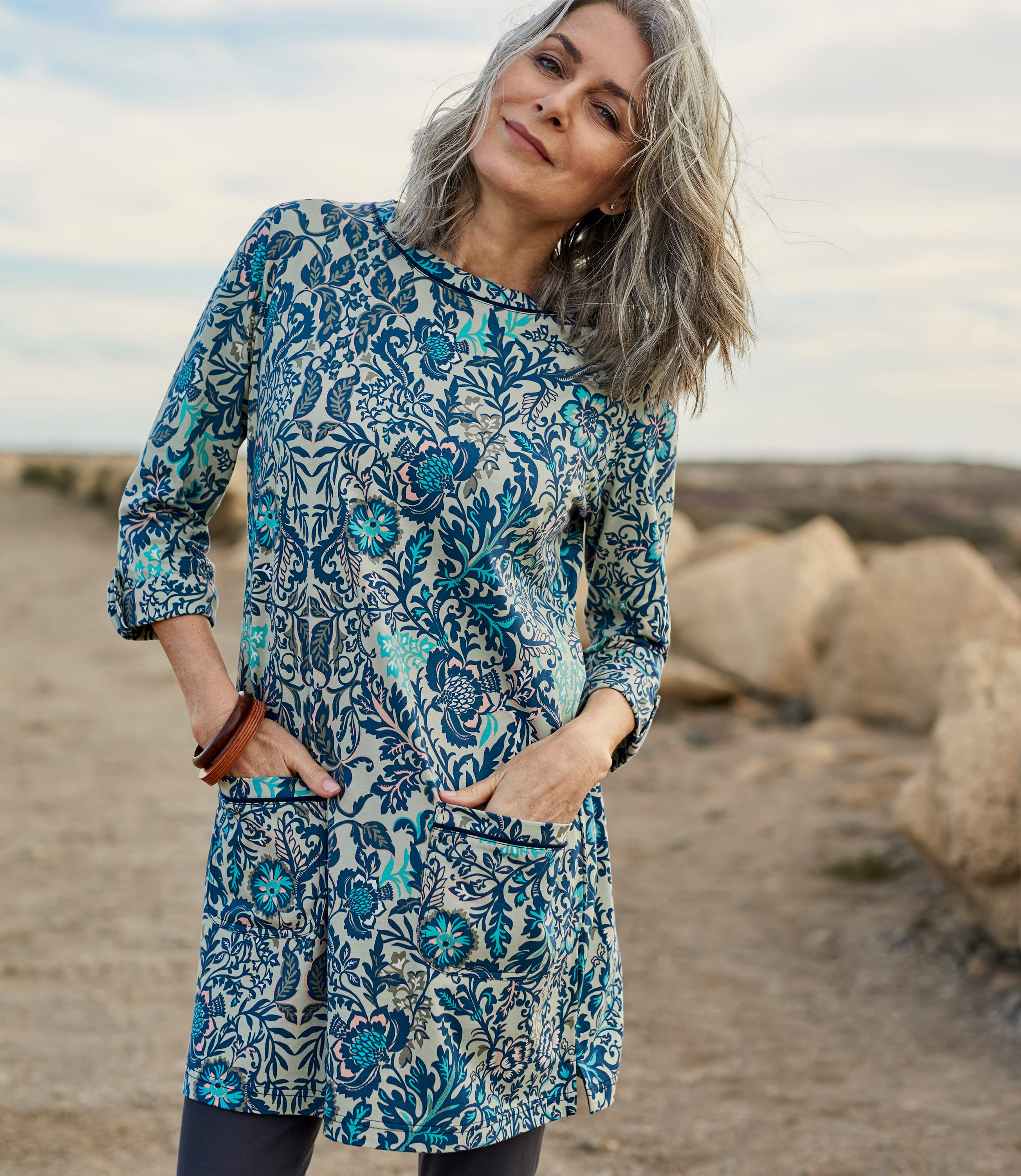 Green Multi Womens Printed Tunic WoolOvers UK