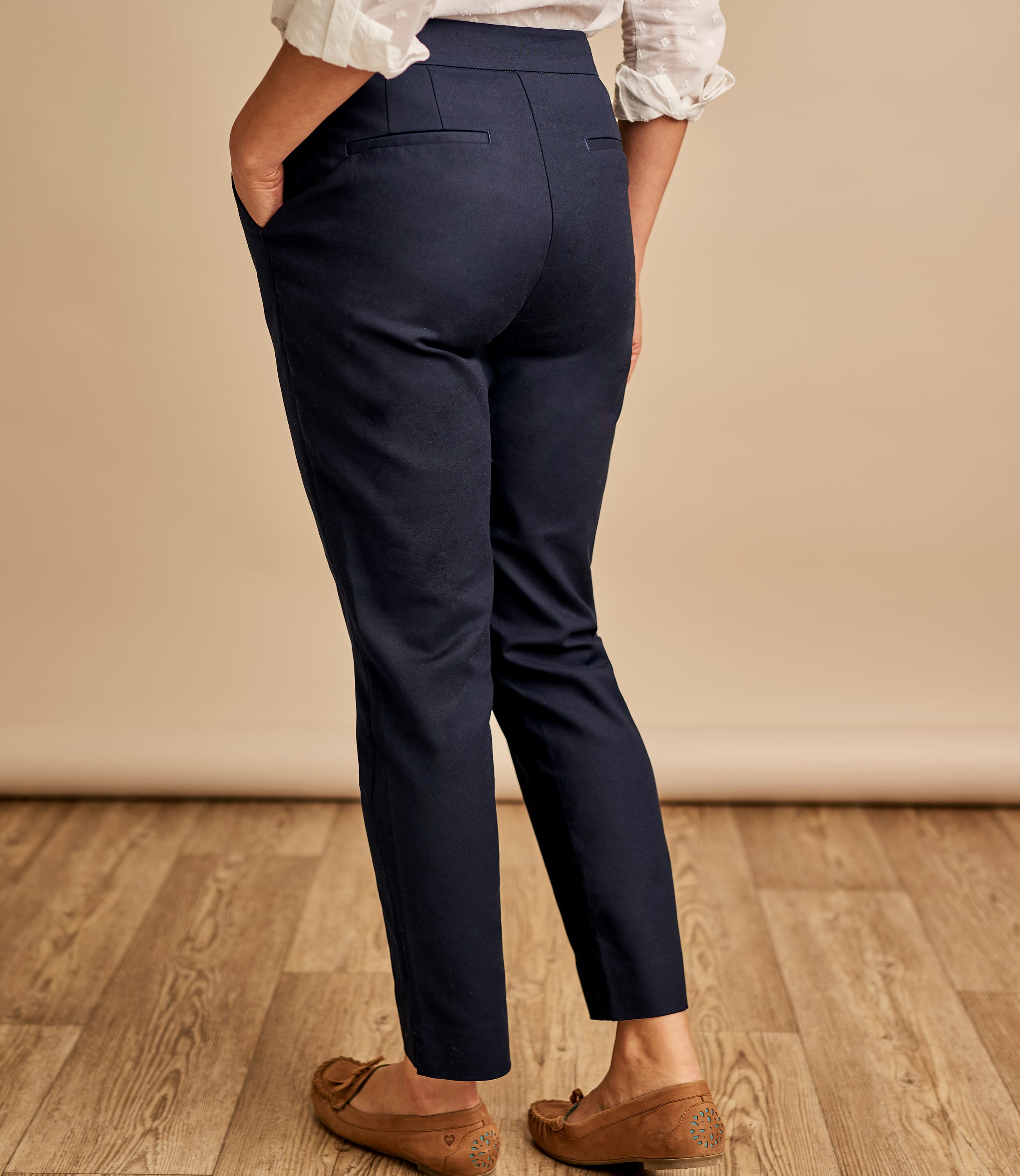 Navy Classic Stretch Straight Leg Pant WoolOvers UK