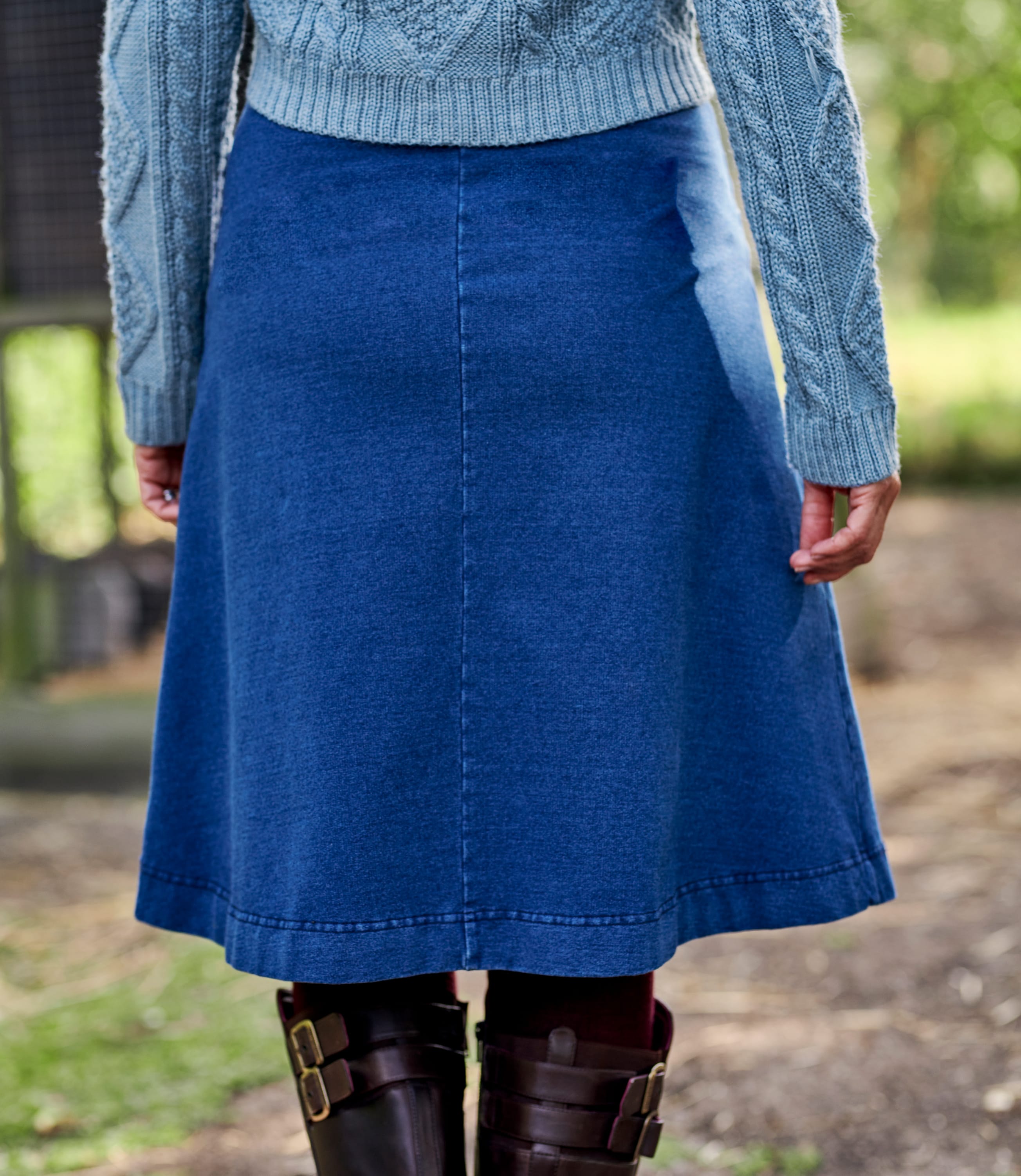 Denim | Womens Jersey A Line Pocket Detail Skirt | WoolOvers US