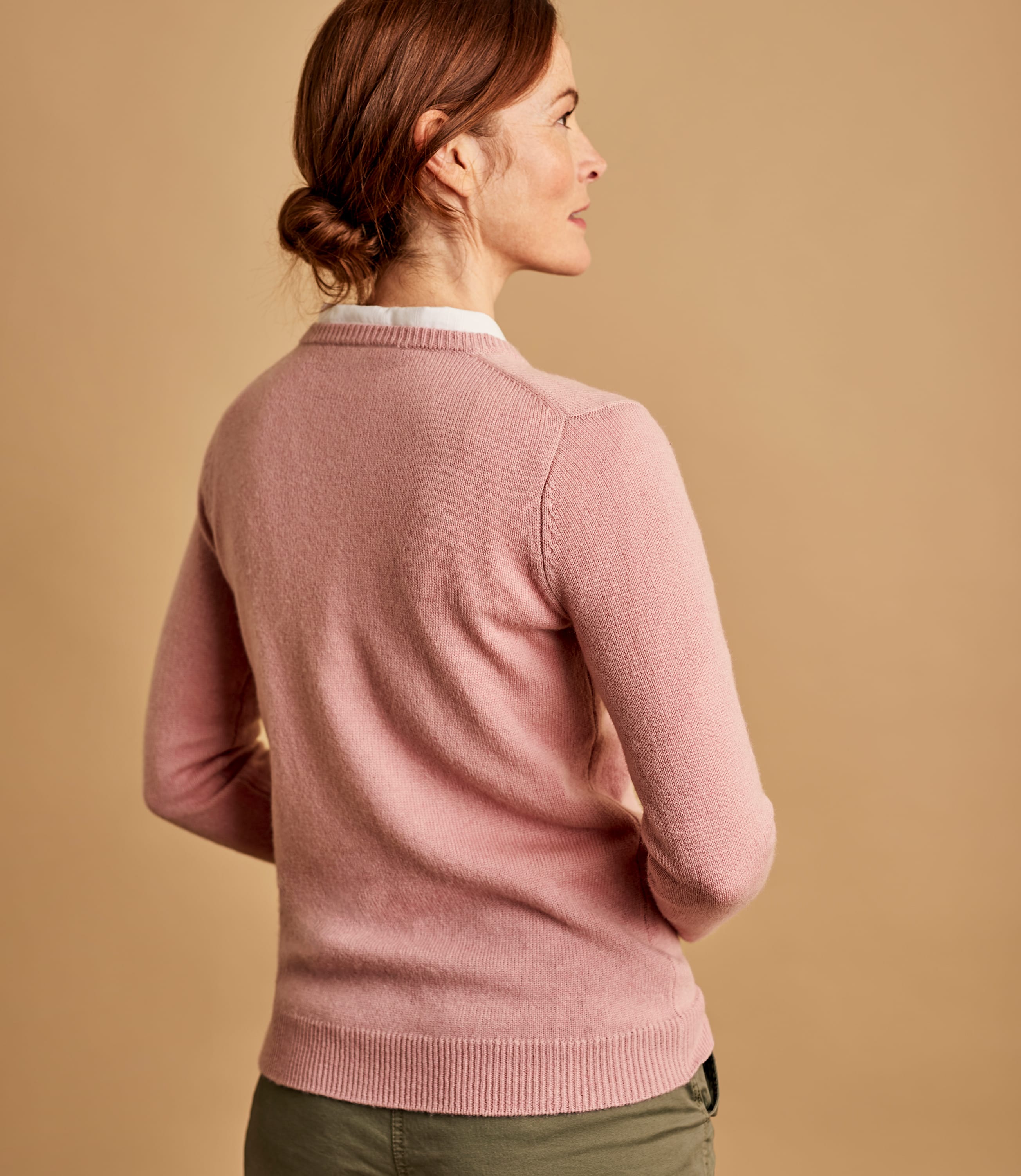 Satin Pink | Lambswool Classic V Neck Sweater | WoolOvers US