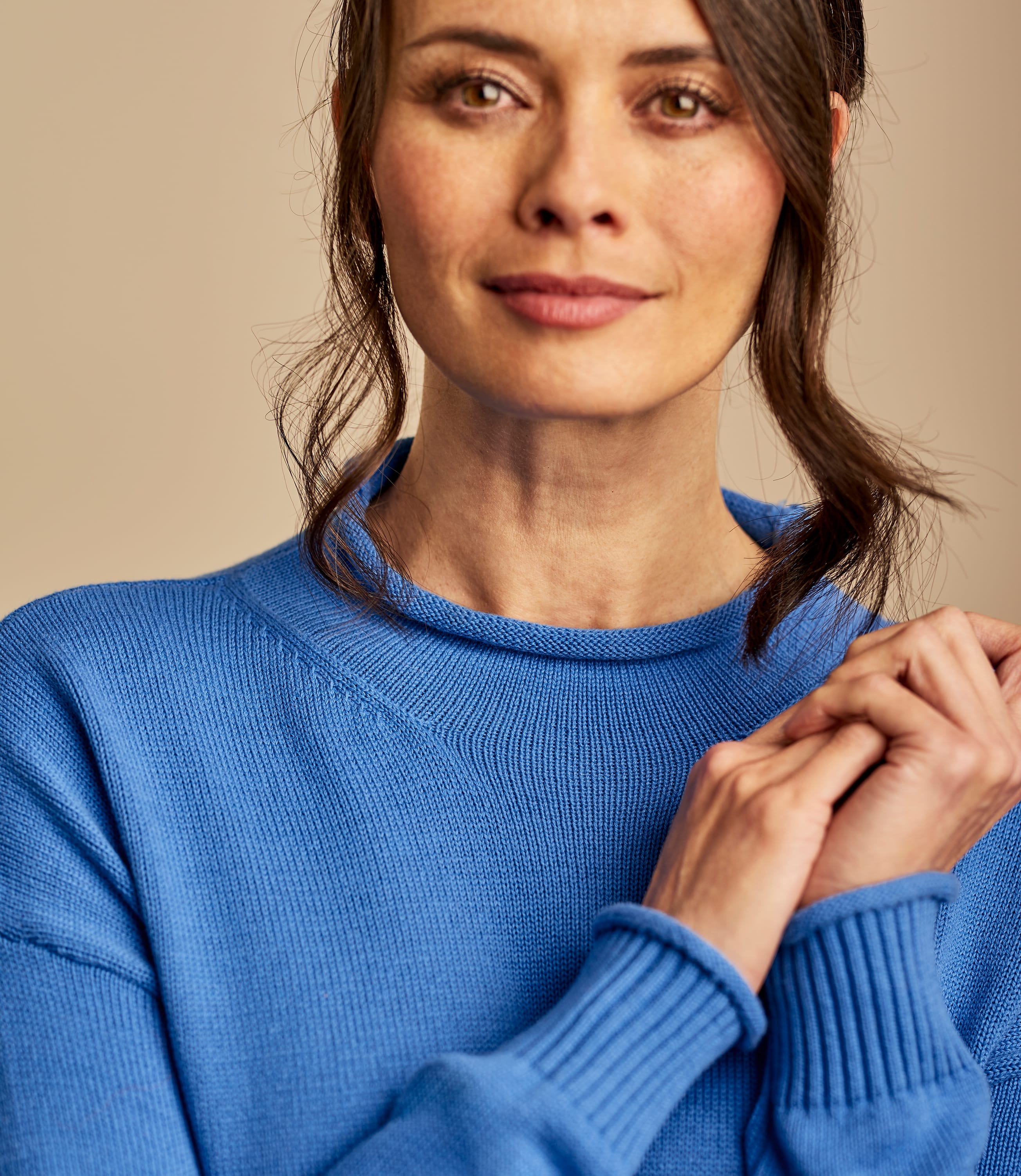 Ocean Blue Womens Cotton Rib Pocket Jumper WoolOvers AU