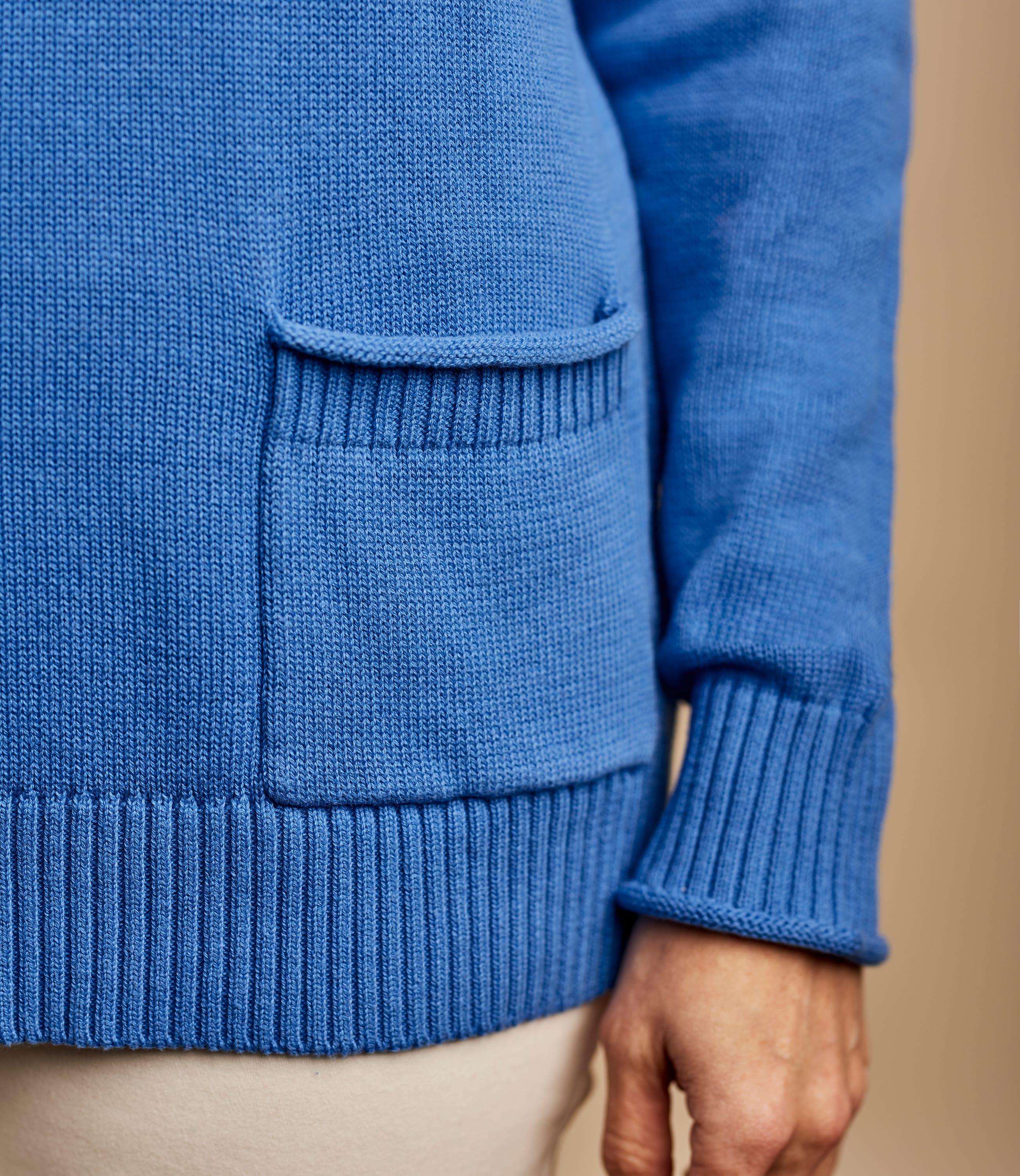 Ocean Blue Womens Cotton Rib Pocket Jumper WoolOvers AU