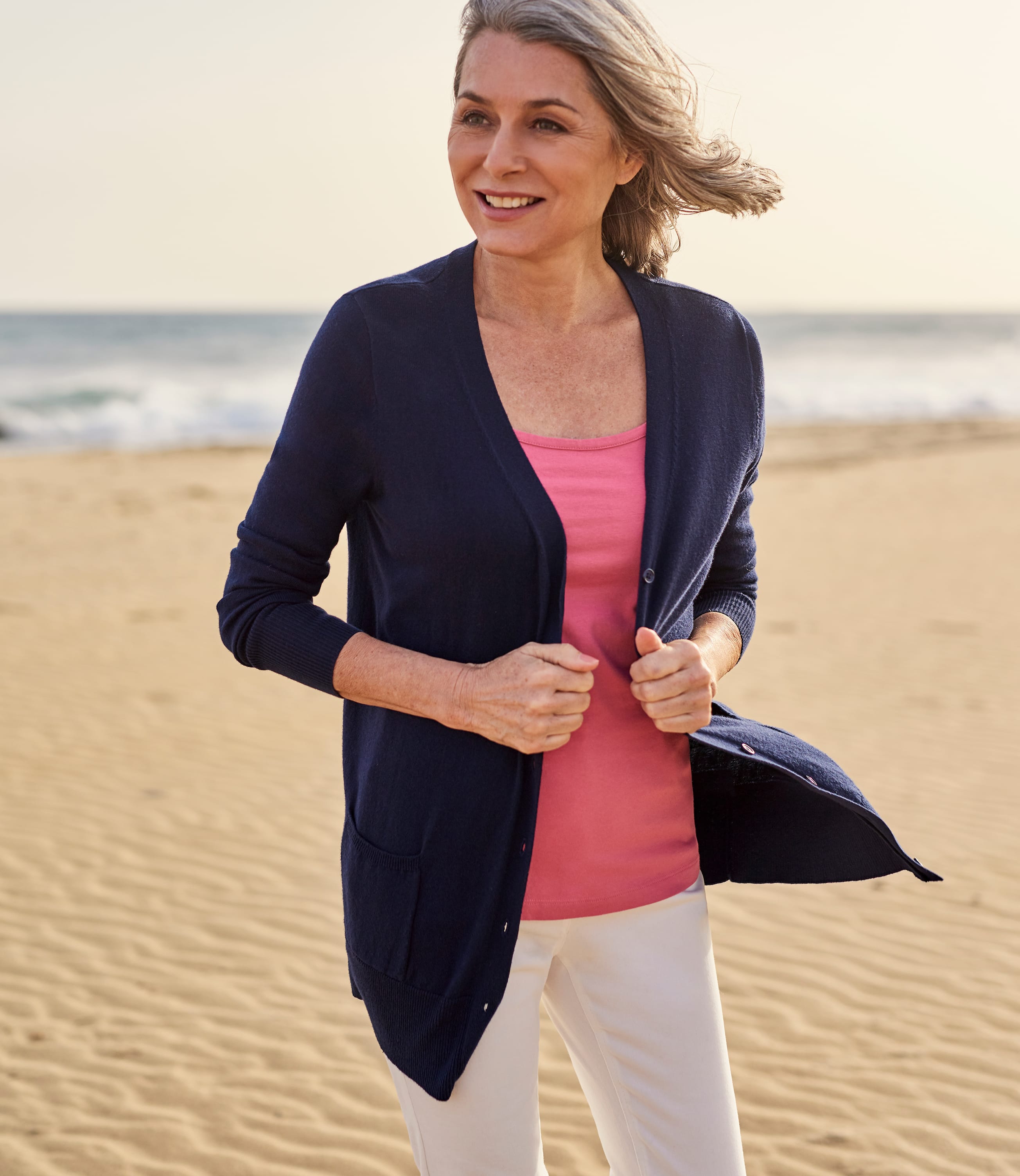 navy cotton cardigan