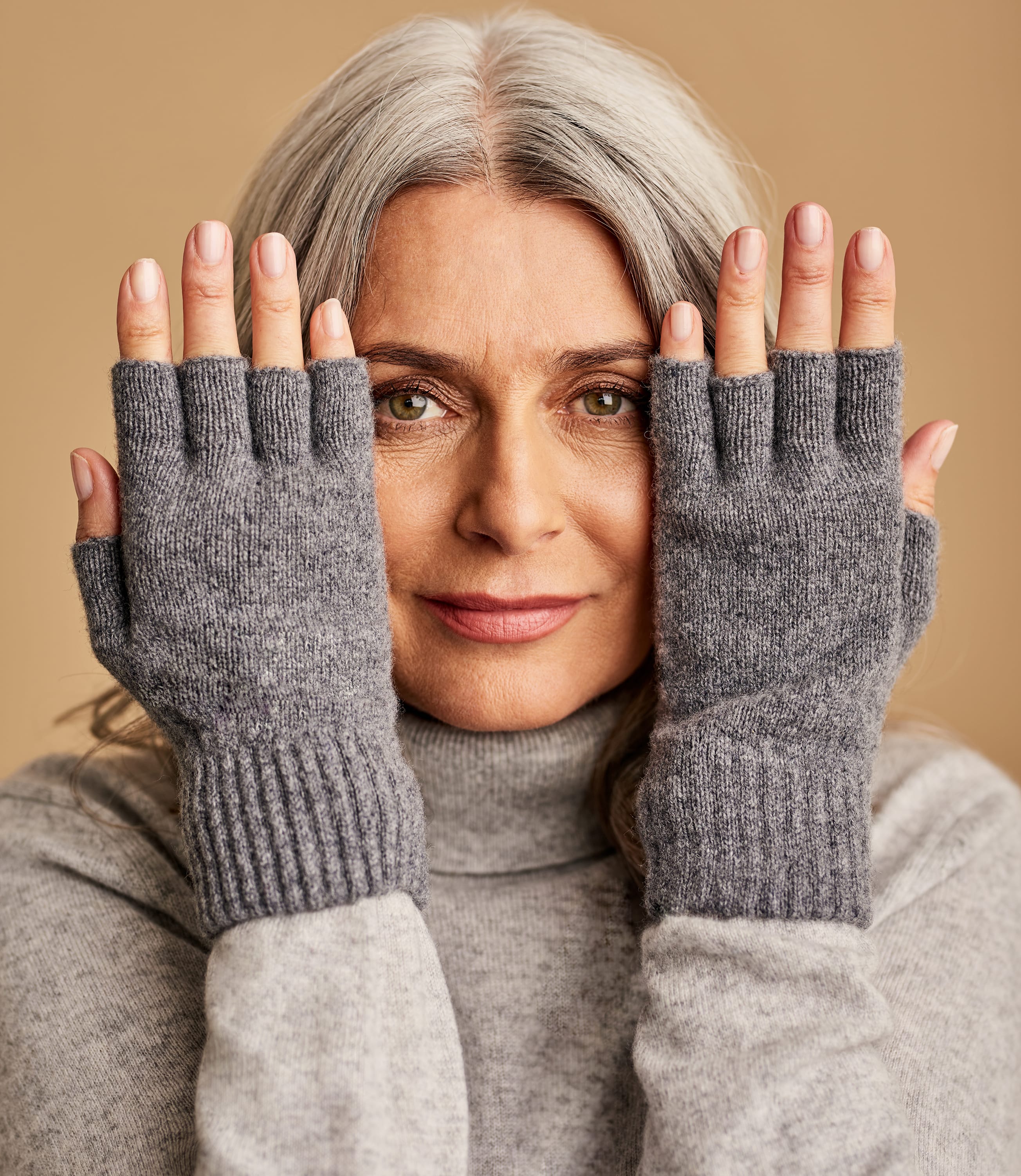 Aubergine  Womens Lambswool Fingerless Gloves  WoolOvers US