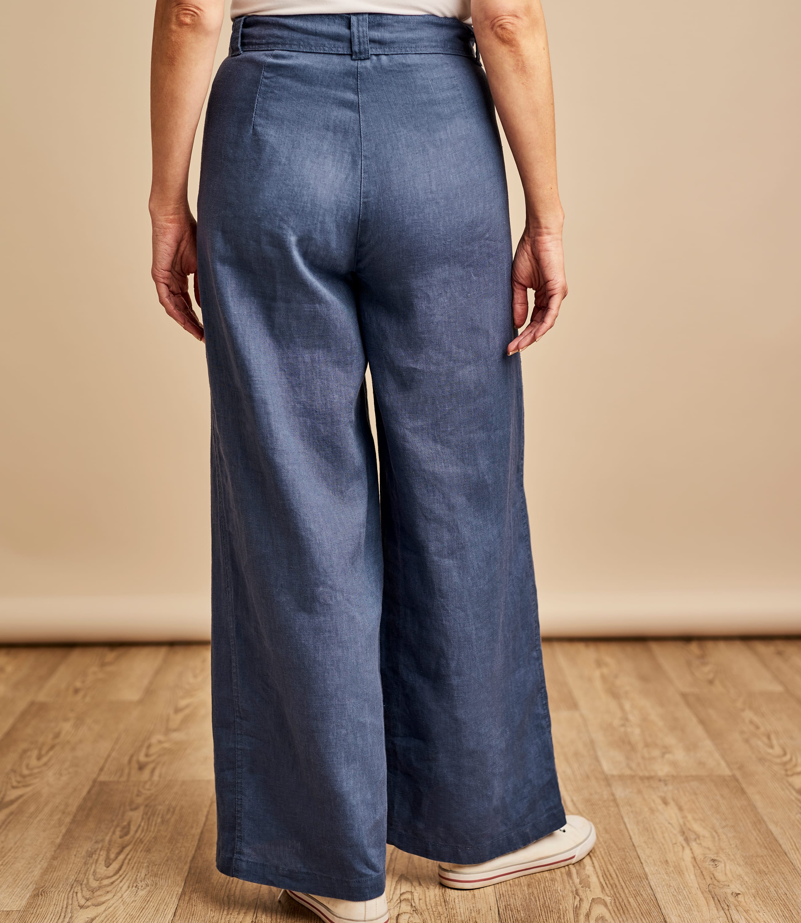 Indigo 100% Linen | Womens Wide Leg Linen Trousers