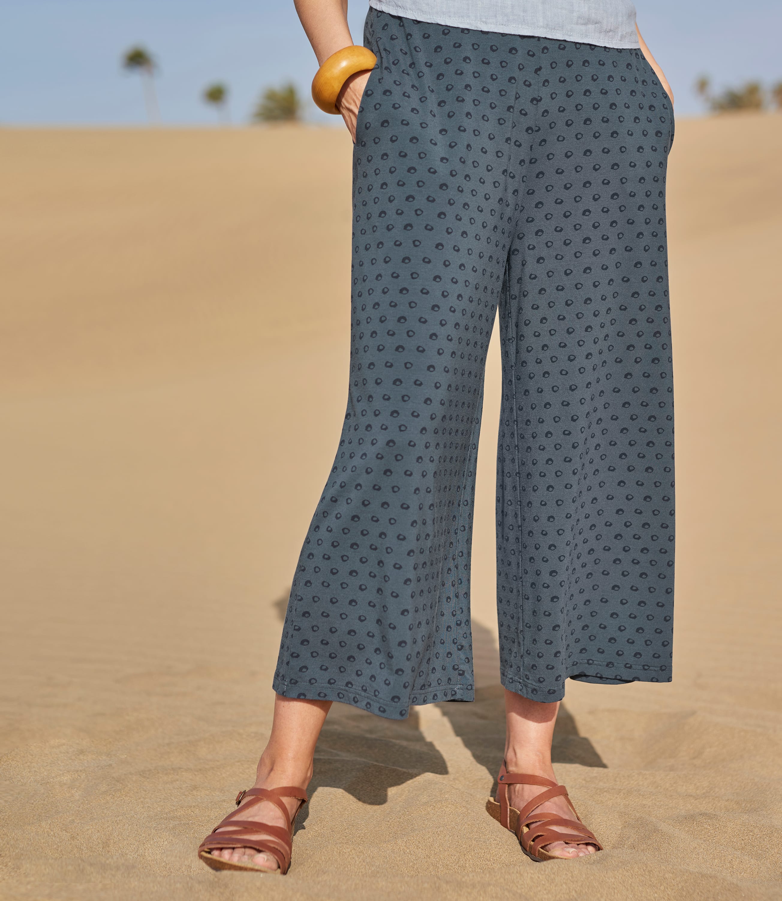 Grey Print | Womens Printed Culottes | WoolOvers AU