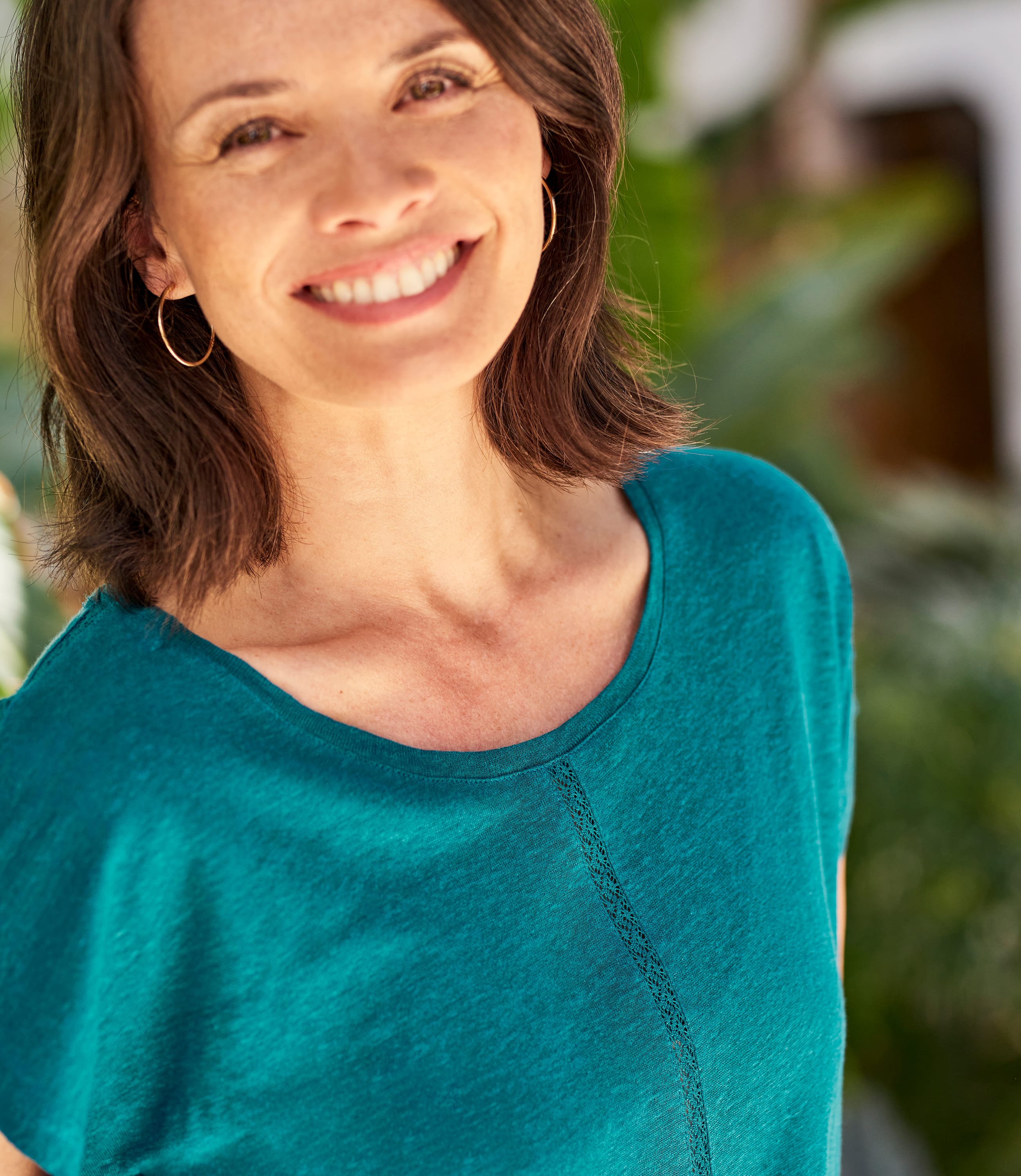 Teal Womens Linen Jersey Insert TShirt WoolOvers UK